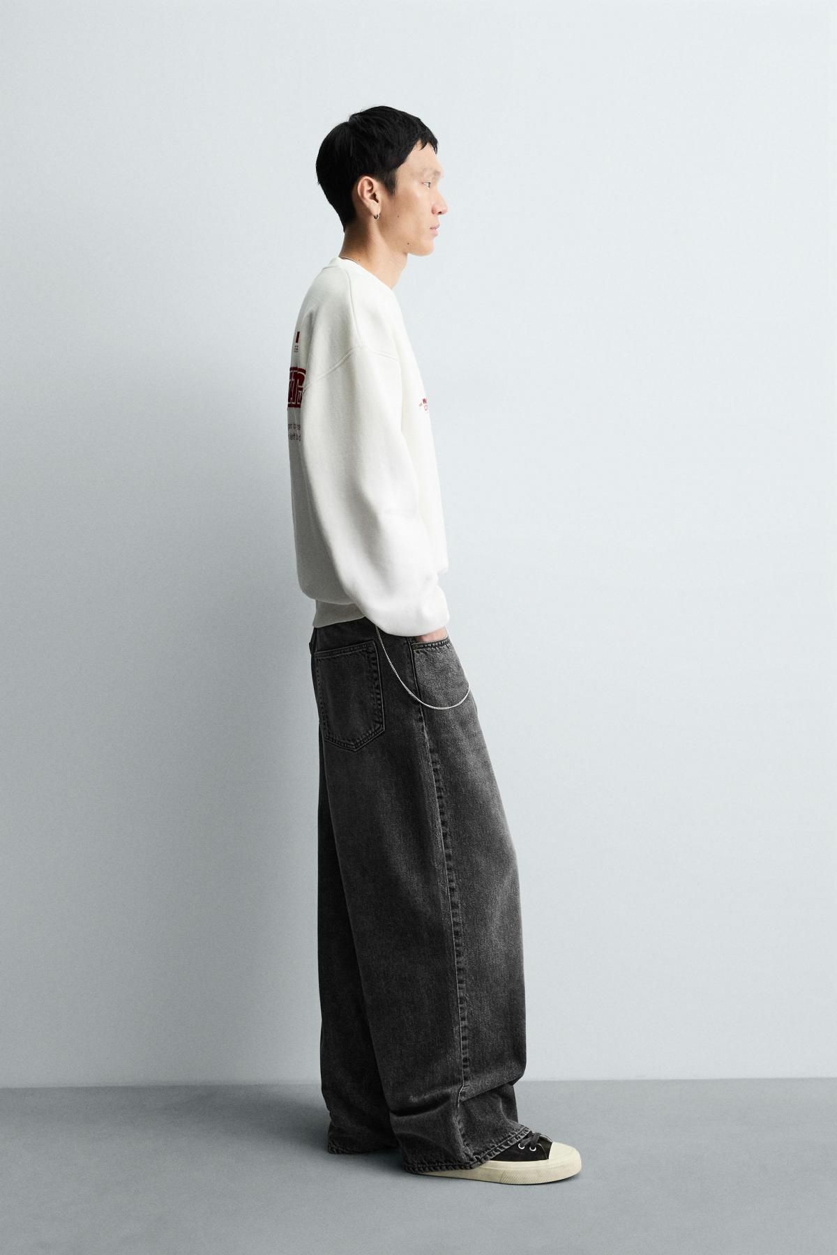 자라 레터링 라운드넥 긴팔 스웨트셔츠 6264/300 OYSTER-WHITE - 상세 이미지 5