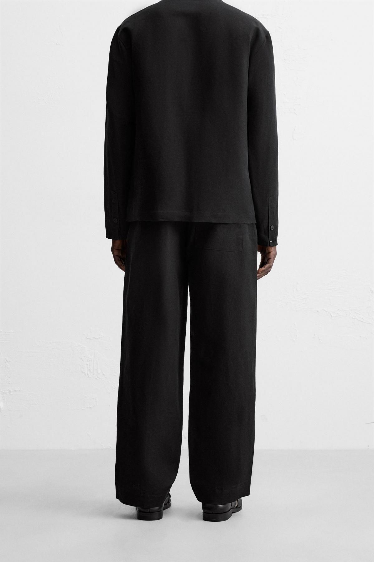 자라 블랙 릴렉스핏 코튼 리넨 수트 팬츠 5766/237 BLACK - 상세 이미지 3