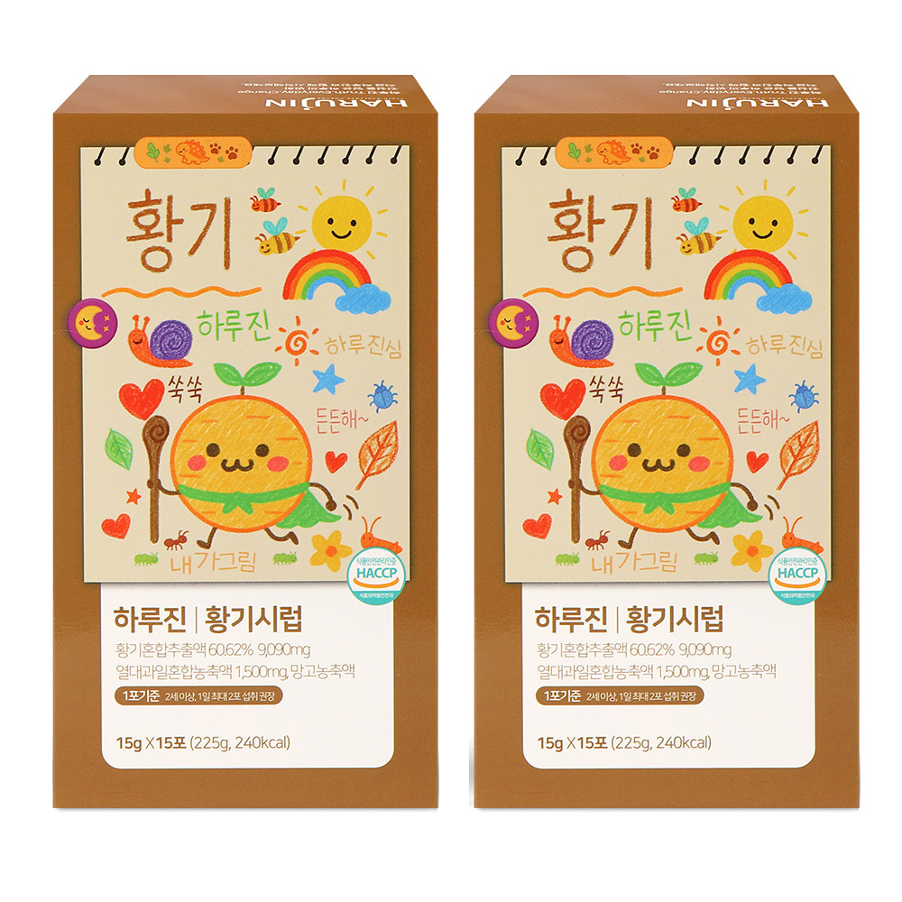 하루진 황기 시럽 15gX15포 어린이 황기즙 맥문동 가시오가피 15포, 2개 - 메인 이미지