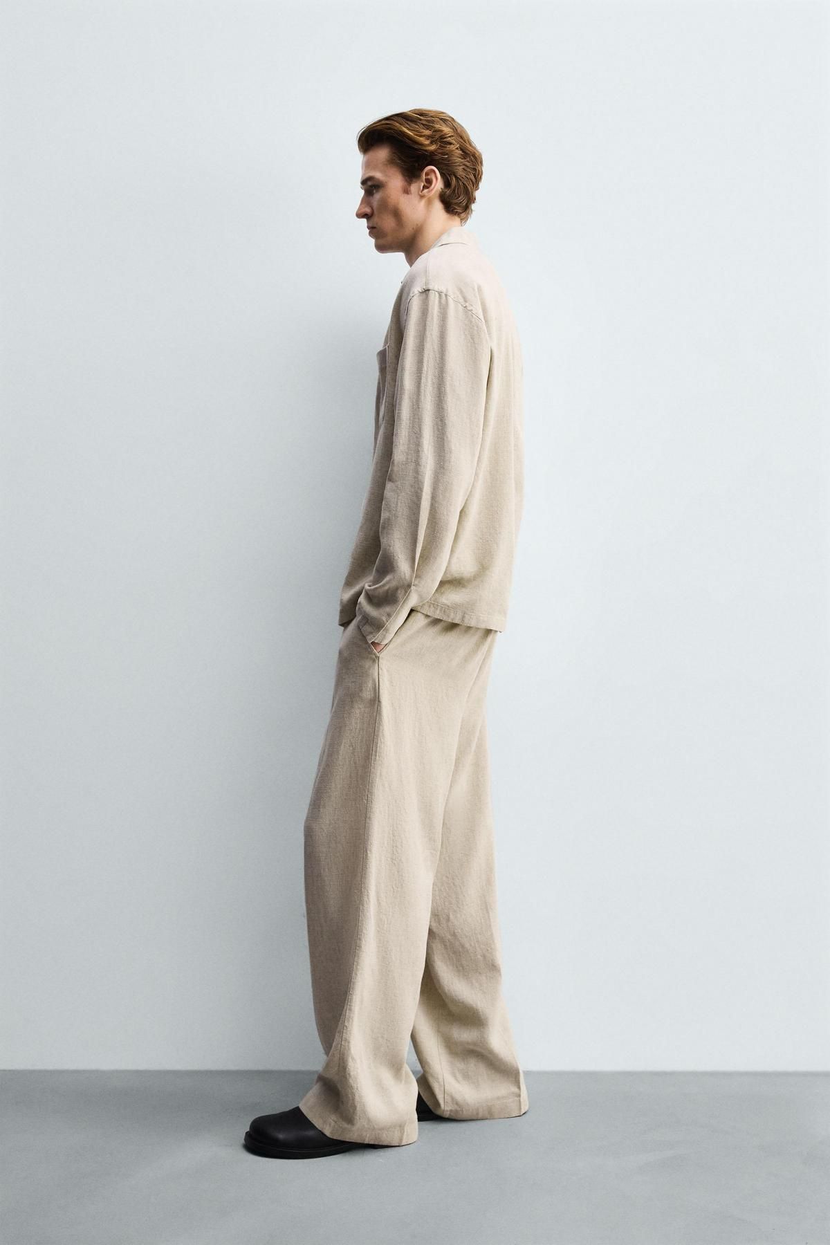 자라 릴렉스핏 테크니컬 리오셀 리넨 긴팔 셔츠 1195/341 LIGHT BEIGE - 상세 이미지 5