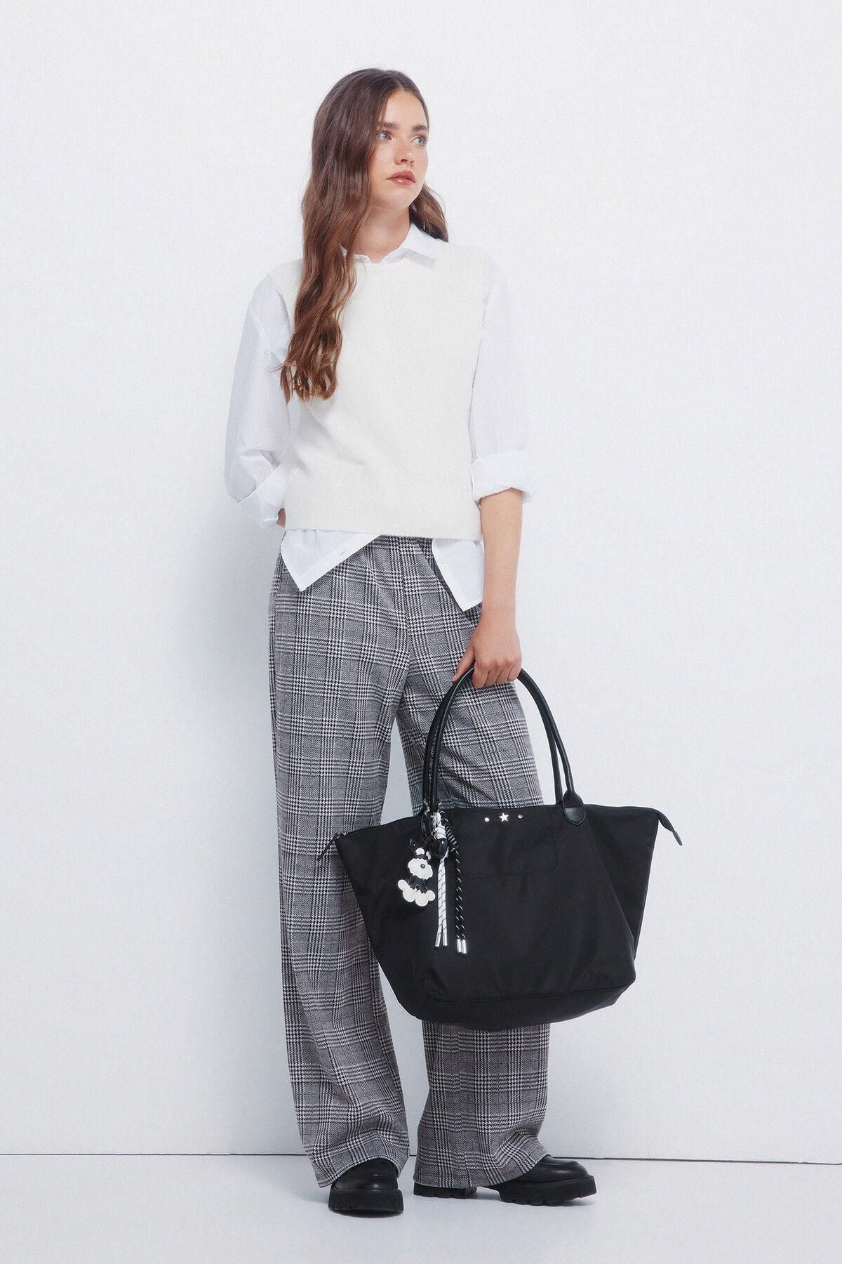 스프링필드 체크 와이드 조거 팬츠 6832061 GRIS - 상세 이미지 2