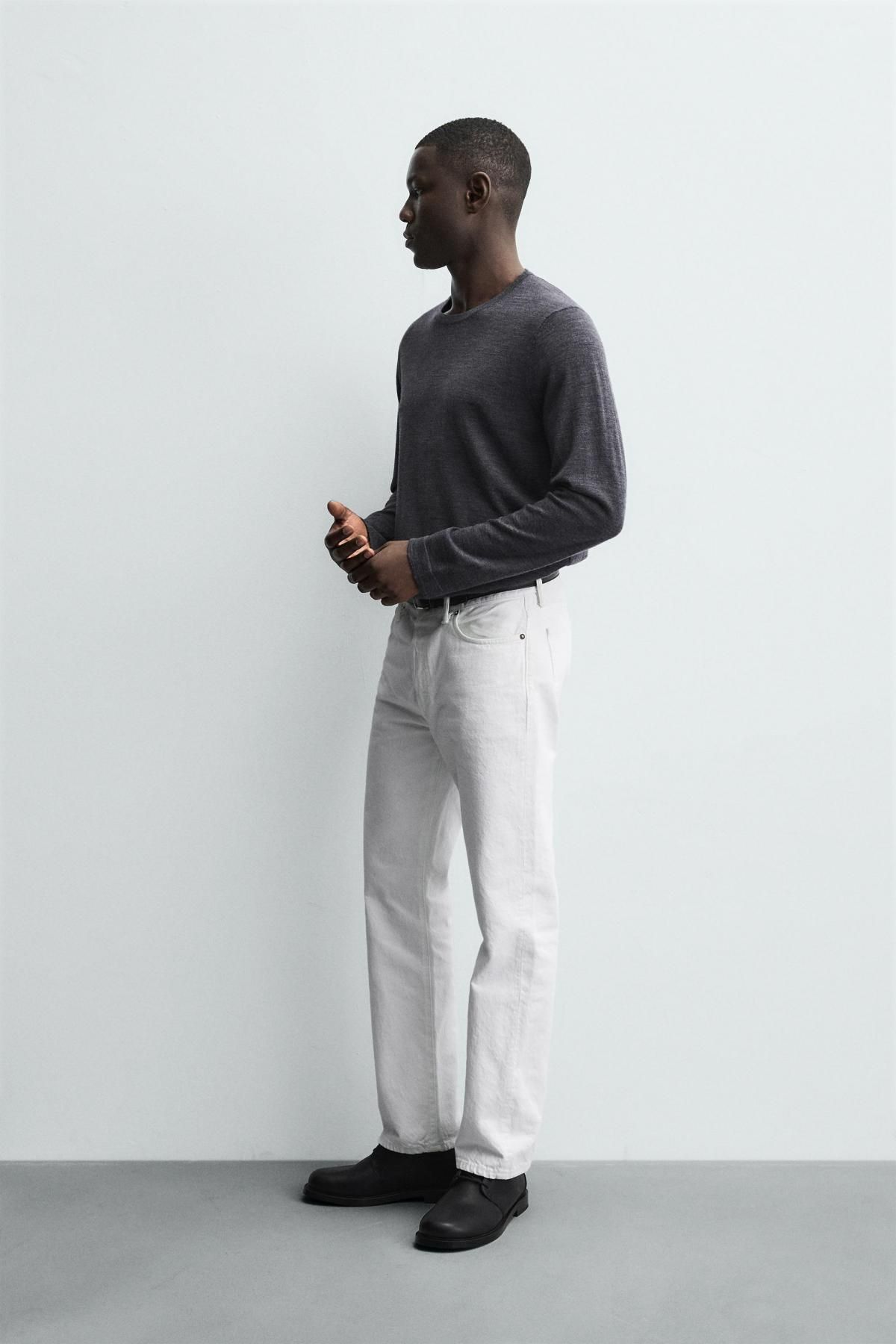 자라 프리미엄 울 라운드니트 레귤러핏 긴팔 스웨터 0506/319 ANTHRACITE GREY - 상세 이미지 5