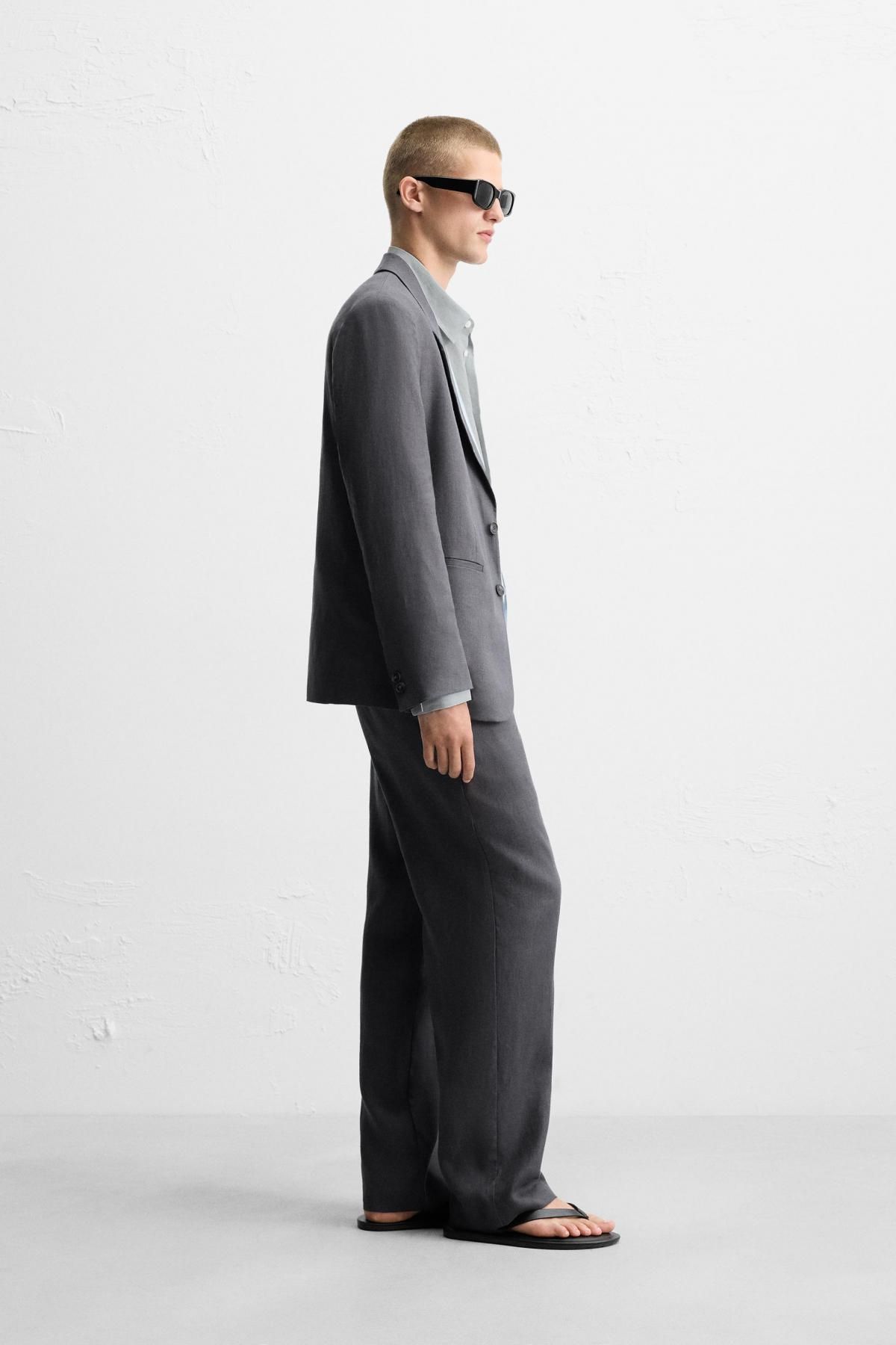 자라 리넨 레귤러핏 테일러드 수트 슬랙스 0706/175 DARK GREY - 상세 이미지 4