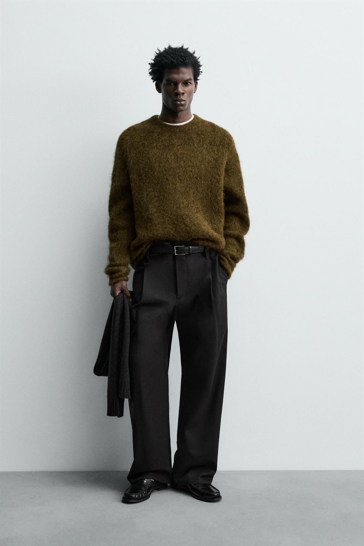 자라 알파카 혼방 소프트 라운드 니트 스웨터 5755/347 OLIVE GREEN - 상세 이미지 2