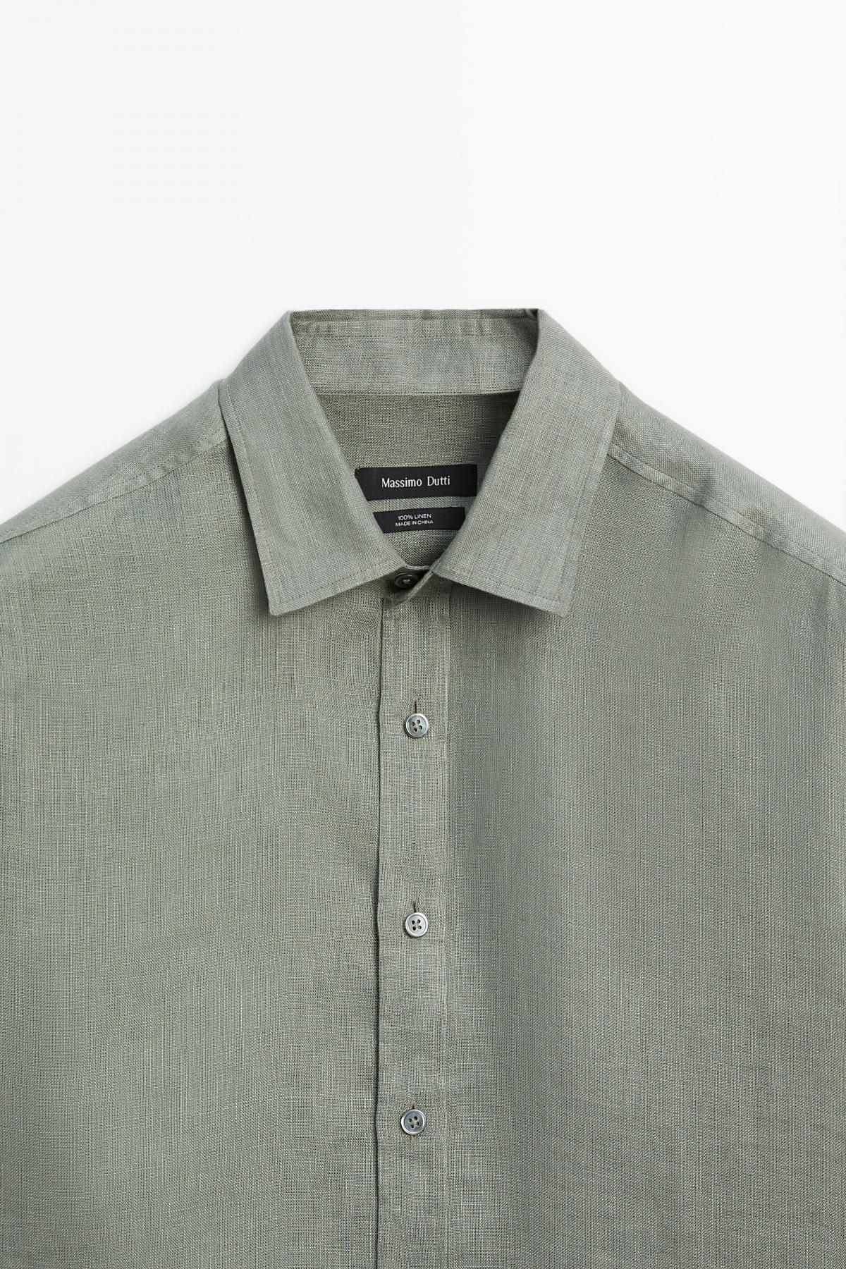 마시모두띠 리넨 레귤러핏 긴팔 셔츠 1793/424 PALE GREEN - 상세 이미지 5