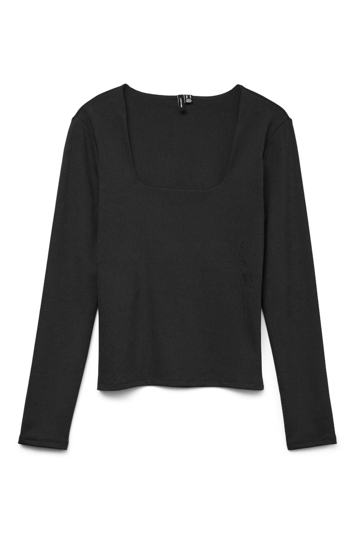 베로모다 테크니컬 스퀘어넥 슬림핏 긴팔 티셔츠 7762343 NEGRO - 상품 이미지