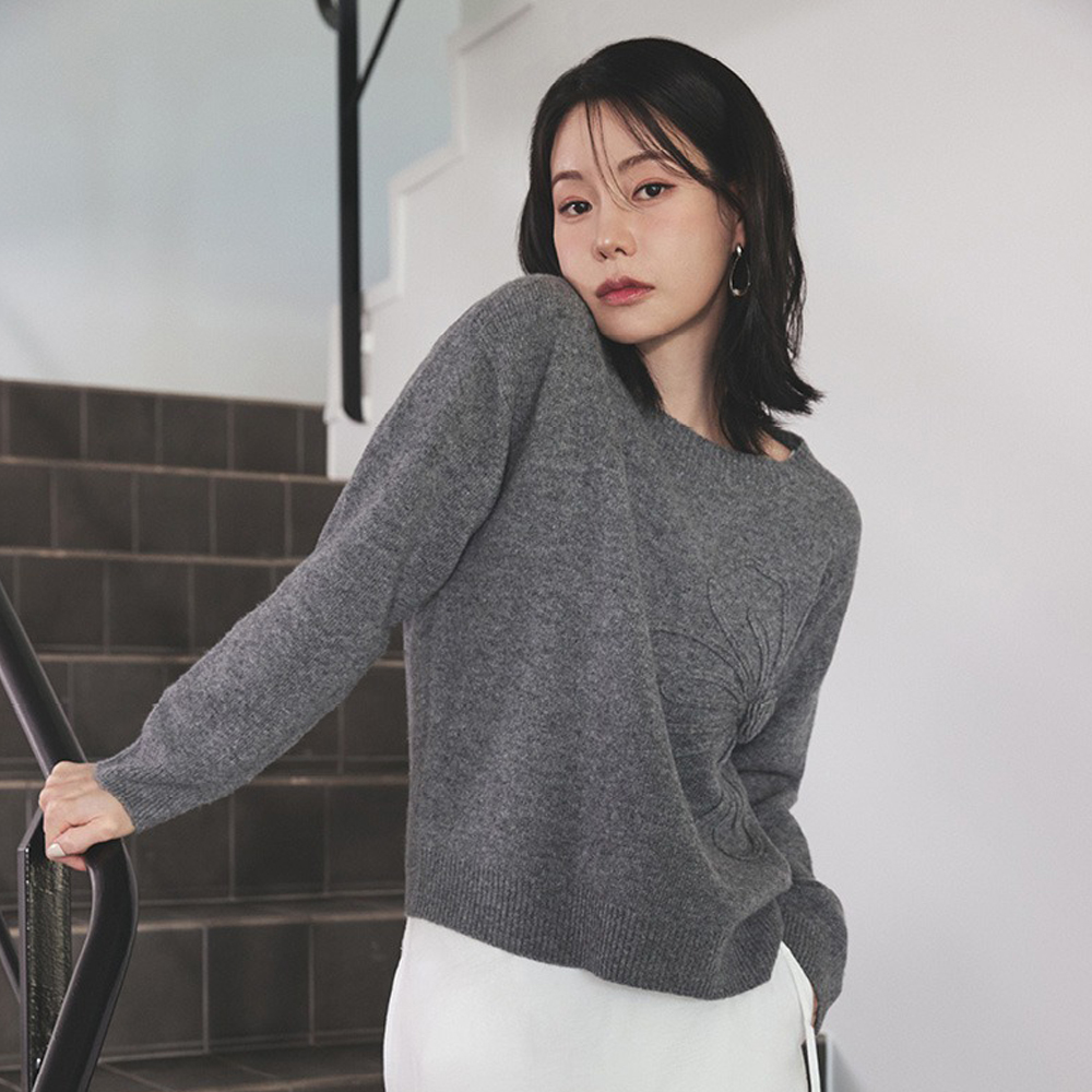 25FW 아플리케 캐시 혼방 풀오버 - 상품 이미지