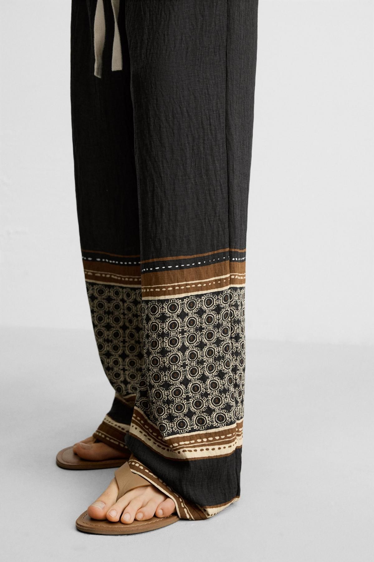 자라 릴랙스핏 컬러블록 와이드 팬츠 2675/335 BLACK - 상세 이미지 5