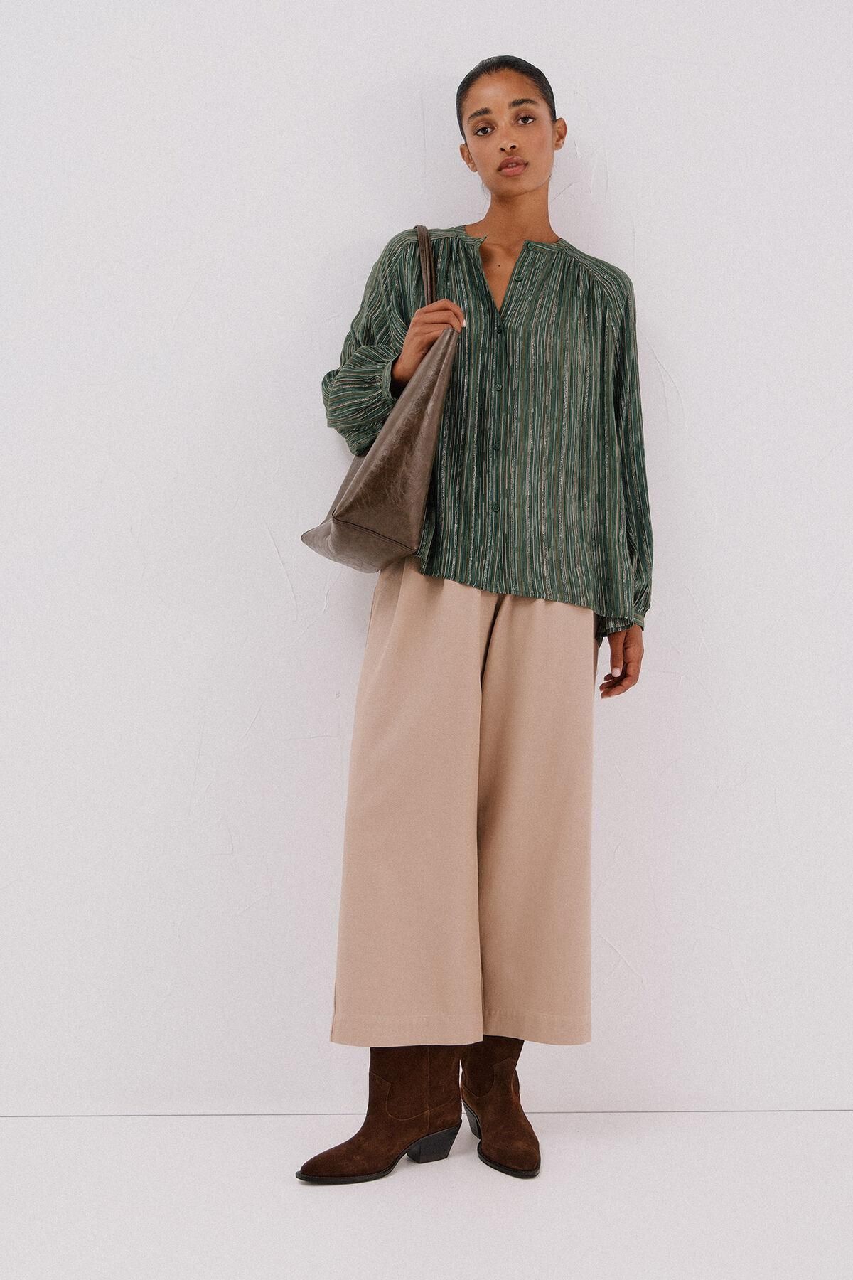꼬르떼피엘 테크니컬 루렉스 스트라이프 블라우스 5702223 ESTAMPADO VERDE - 상세 이미지 2