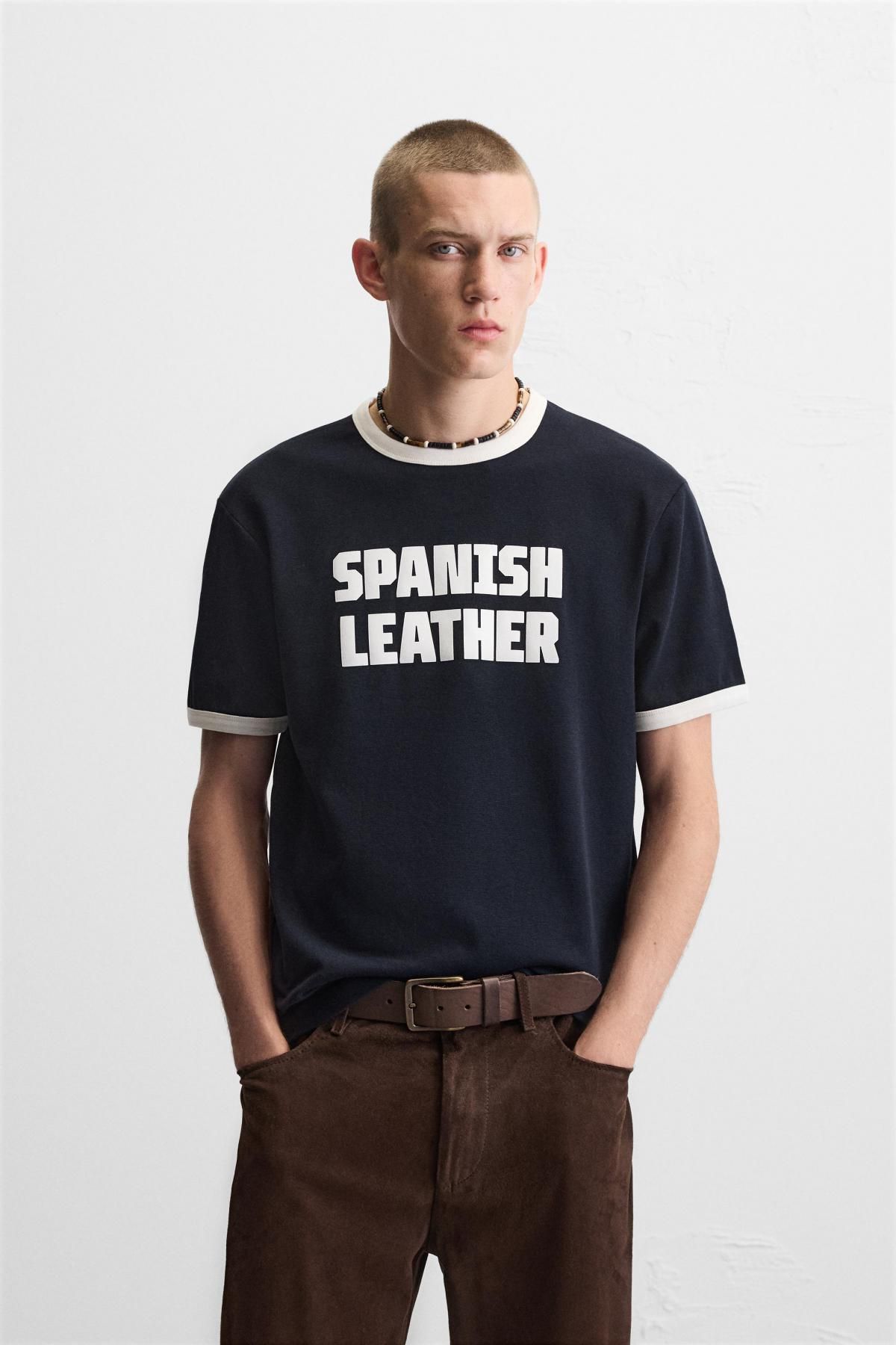 자라 캐주얼 배색 포인트 슬로건 반팔 티셔츠 6224/343 NAVY BLUE - 상세 이미지 3