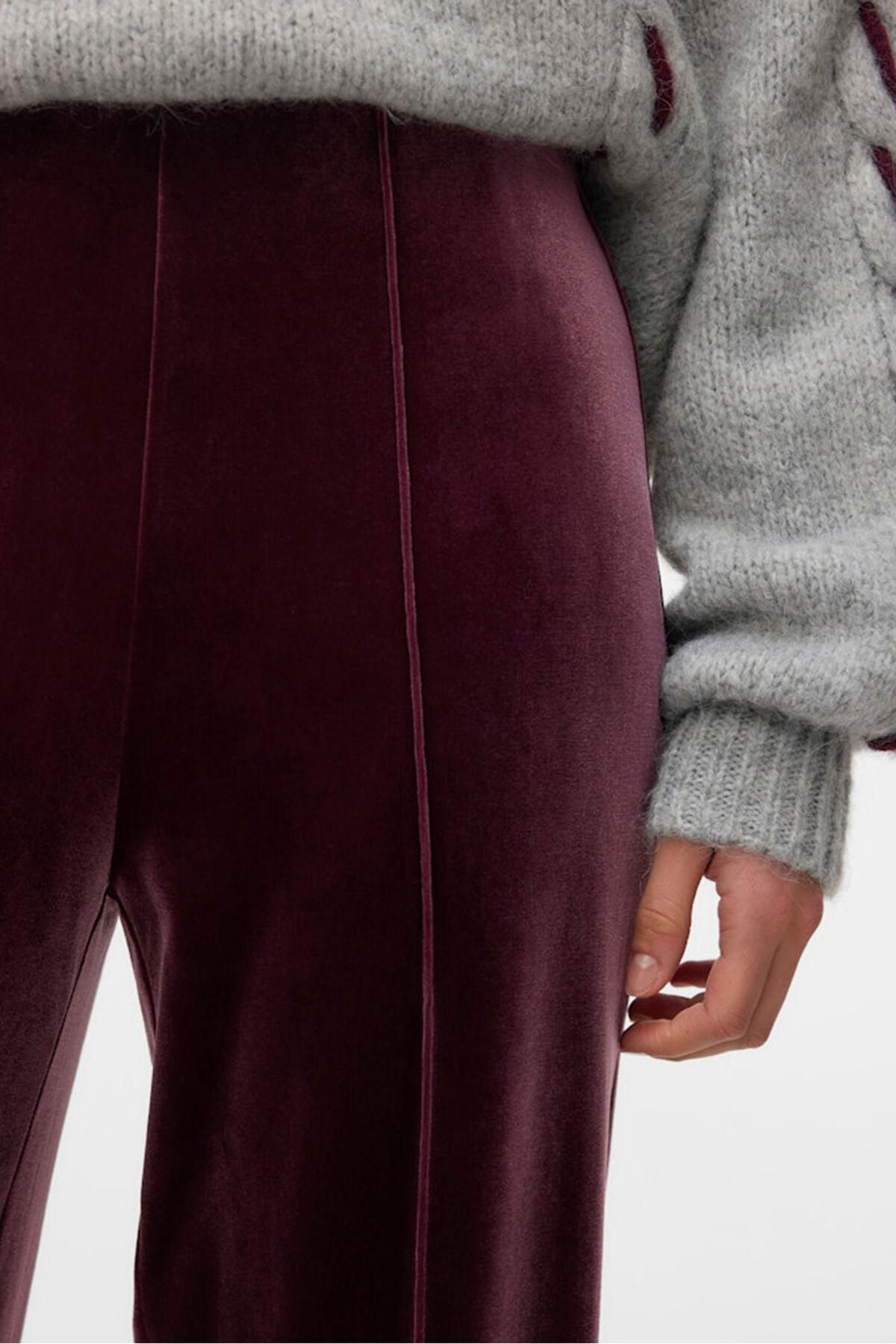 베로모다 트렌디 벨벳 하이웨이스트 와이드 팬츠 3722160 MORADO - 상세 이미지 3