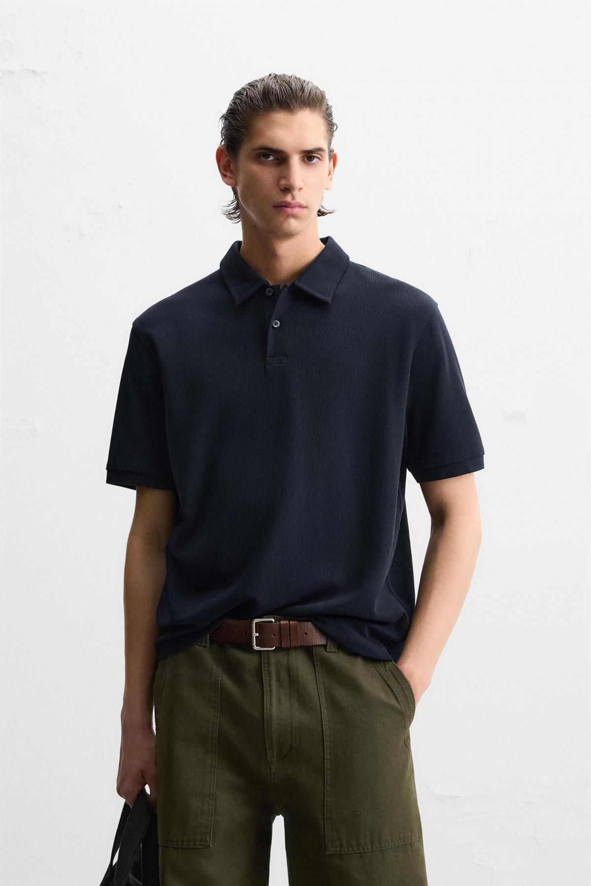 자라 텍스처 폴로 셔츠 4092/400 NAVY BLUE - 상세 이미지 3