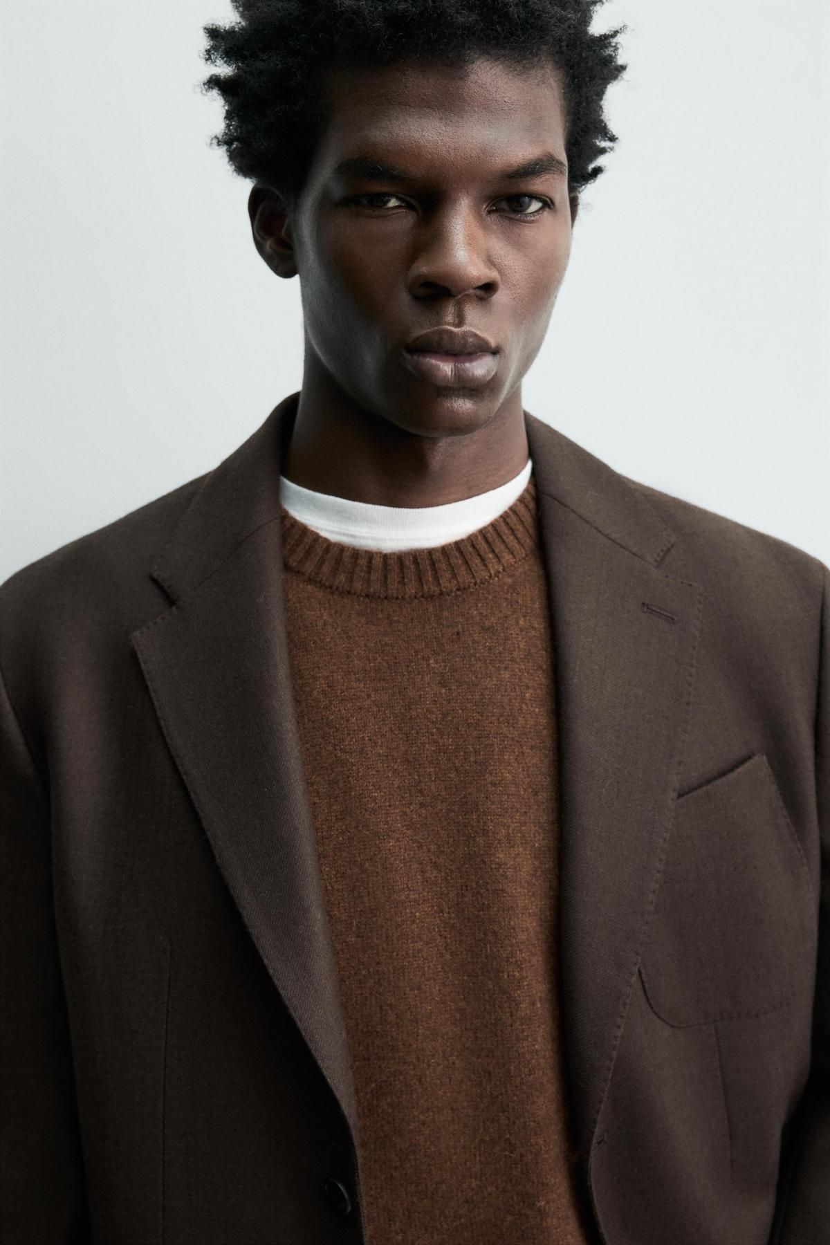 자라 이탈리안 울 클래식 테일러드 플란넬 블레이저 6767/516 CHOCOLATE 이미지 7