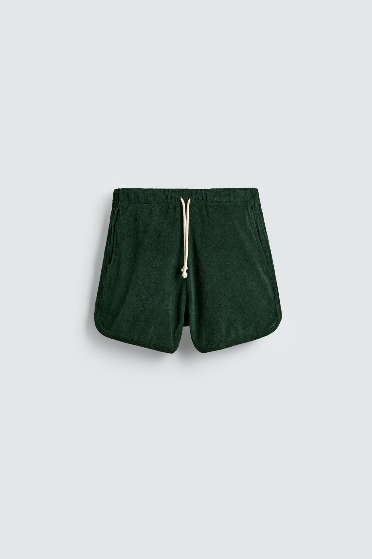 자라 코튼 테리 타월 밴딩 숏팬츠 0722/319 BOTTLE GREEN - 메인 이미지