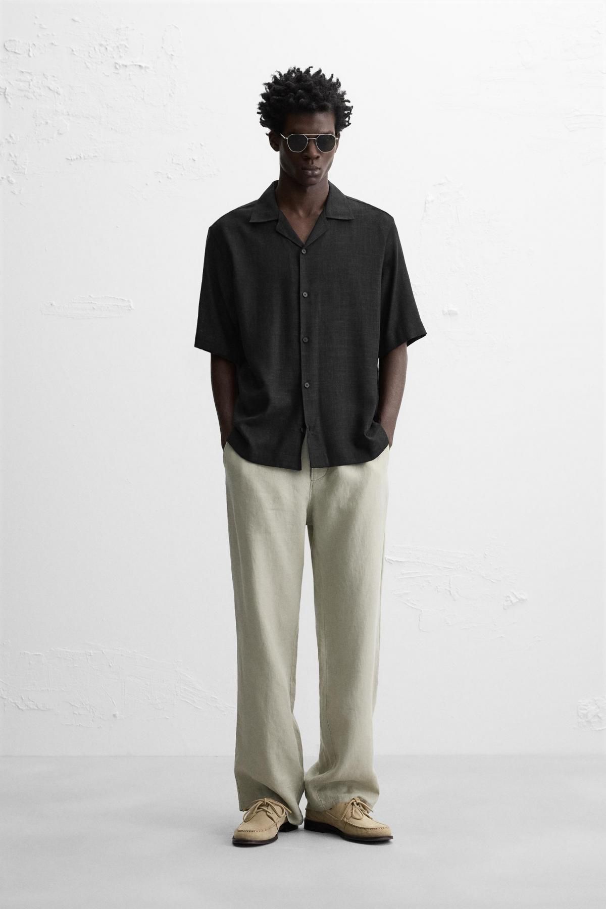 자라 릴랙스핏 반팔 셔츠 4620/300 BLACK - 상세 이미지 2
