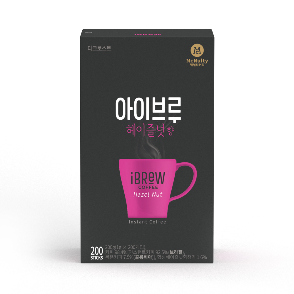 맥널티 아이브루 헤이즐넛향 블랙 커피 200개입 (인스턴트 아메리카노) - 상품 이미지