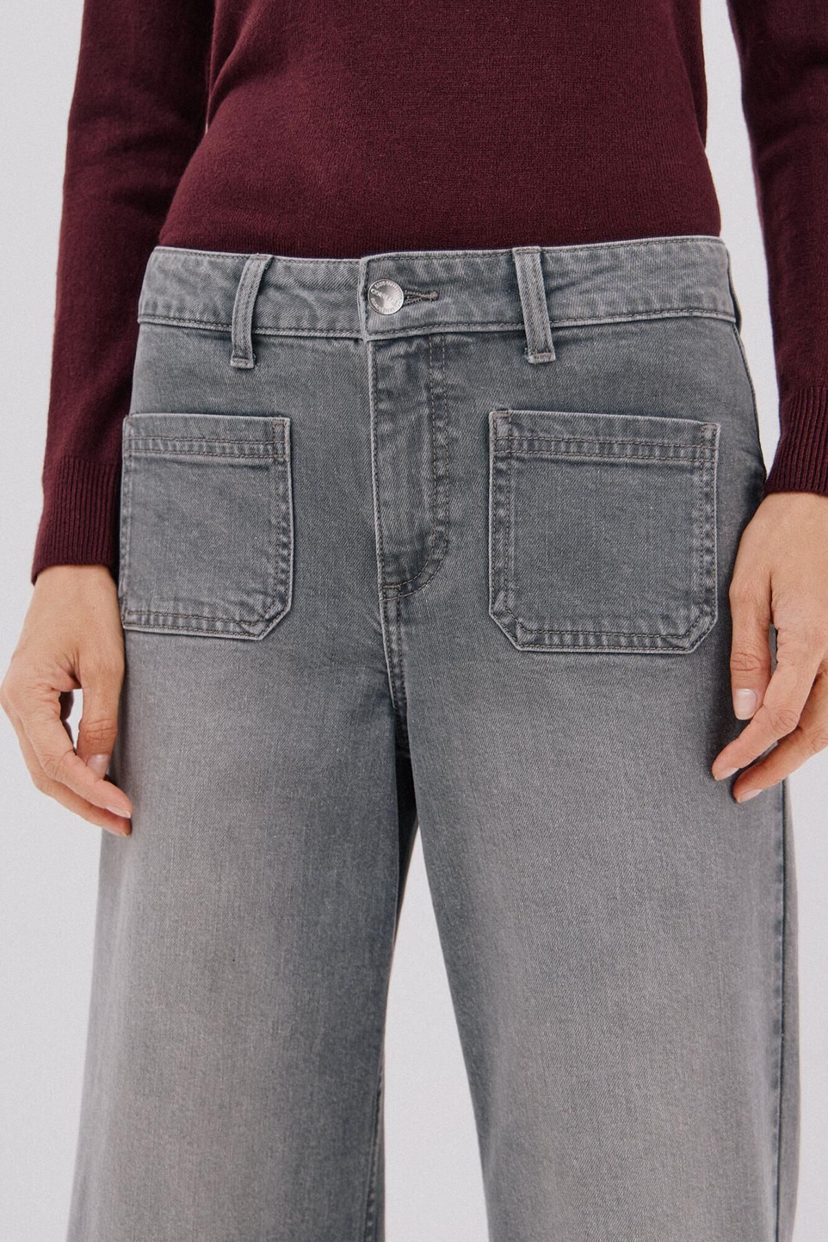 꼬르떼피엘 와이드핏 하이라이즈 데님 팬츠 9952134 GRIS OSCURO - 상세 이미지 4