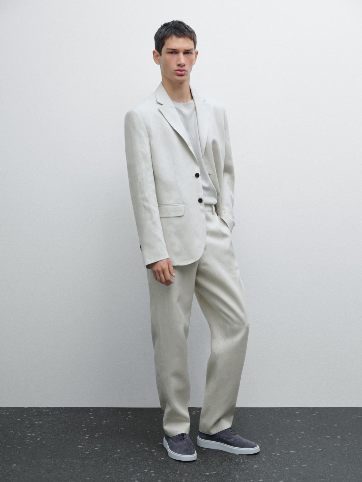마시모두띠 프리미엄 리넨 100 슬림핏 수트 팬츠 2861/353 LIGHT BEIGE - 상세 이미지 3