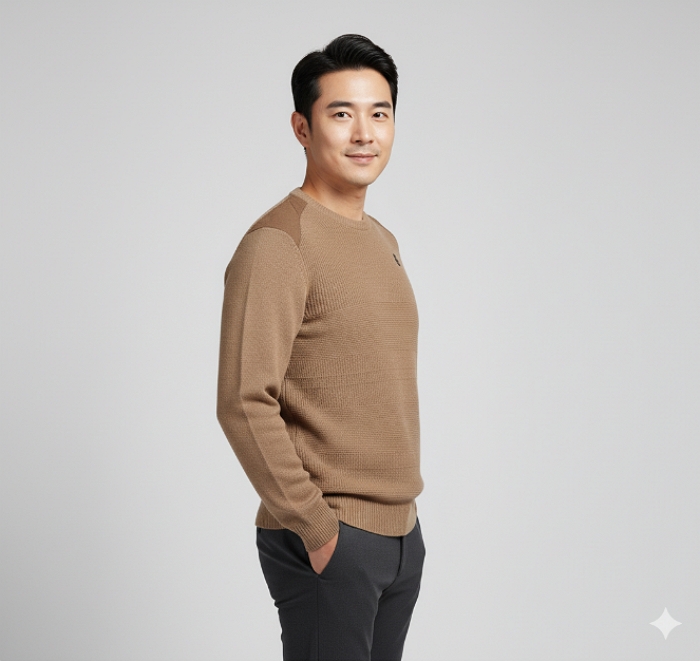 팬텀골프 남성 간절기 스웨터 스웨이드 패치 필드 골프웨어 니트 티셔츠 이미지 7
