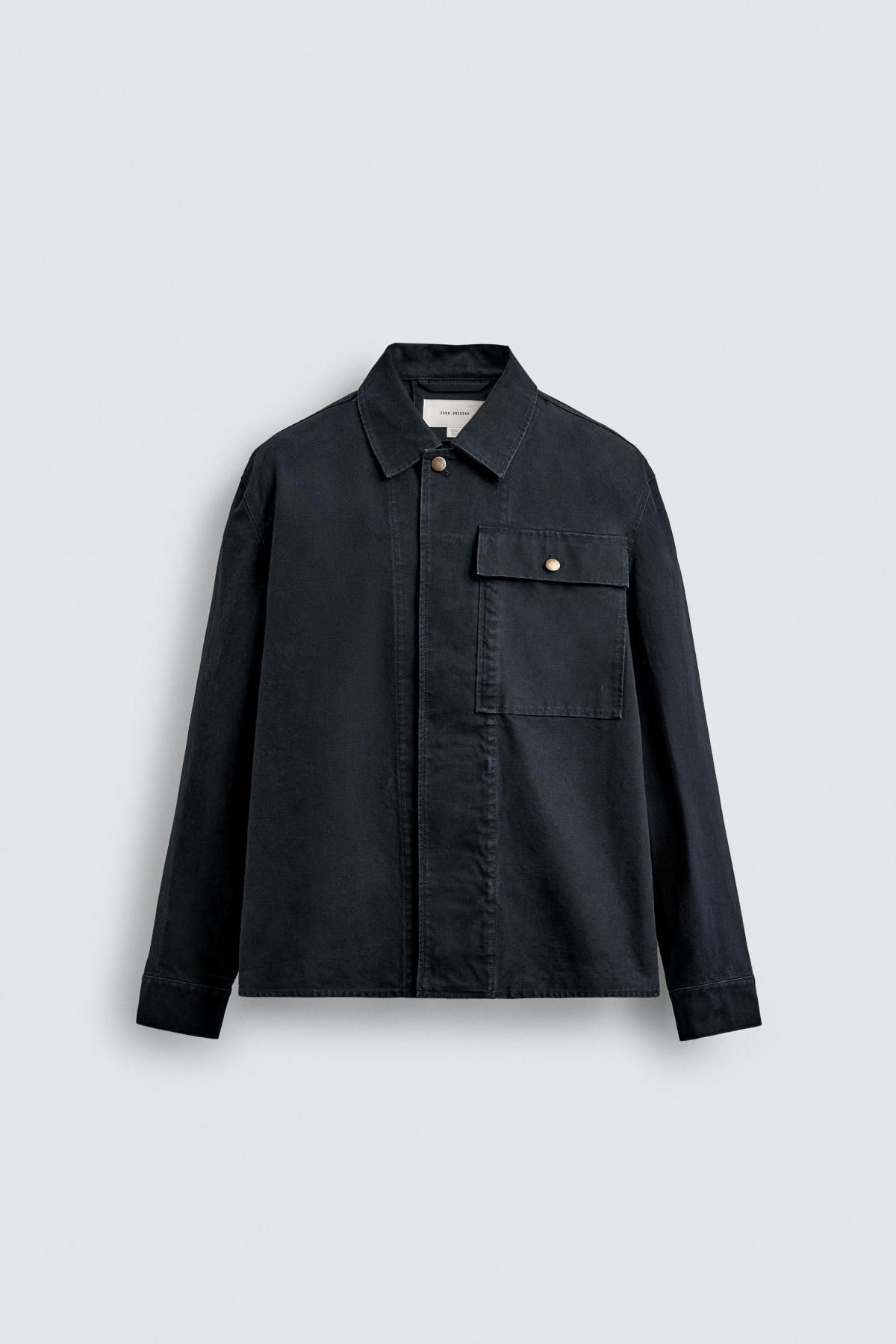 자라 테크니컬 캔버스 포켓 오버셔츠 7563/237 NAVY BLUE - 메인 이미지