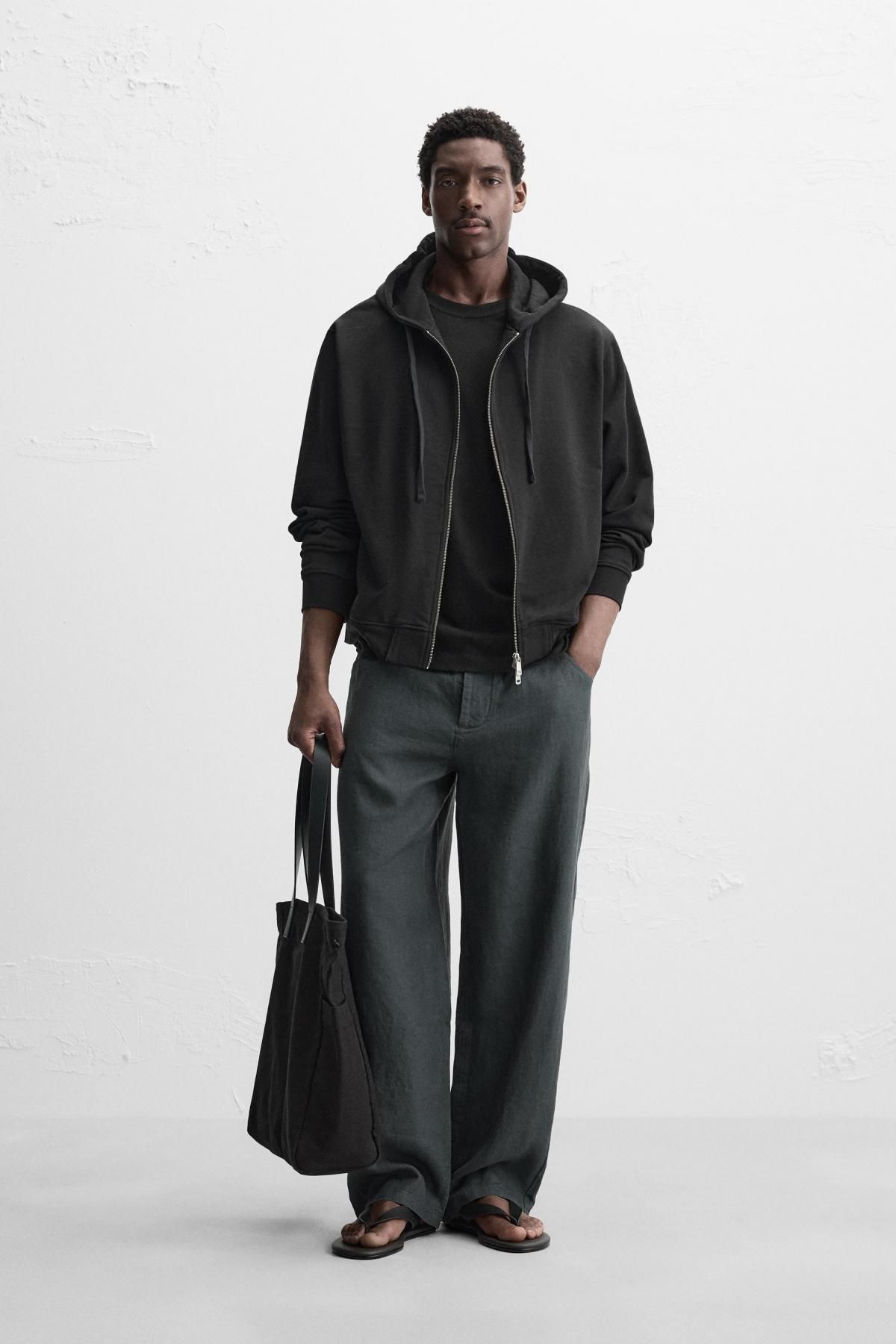 자라 베이직 집업 후디 0761/428 BLACK - 상세 이미지 2