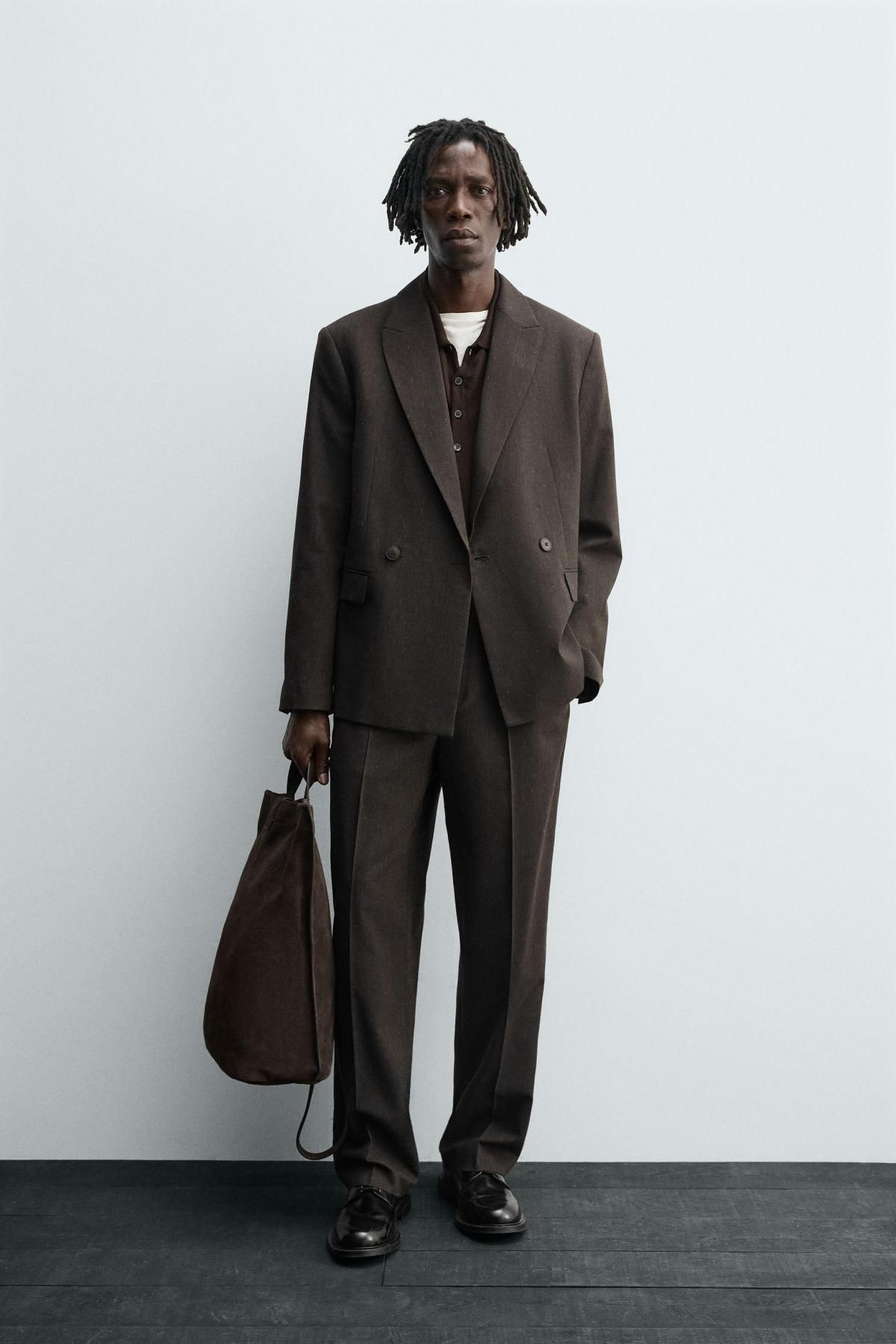 자라 울블렌드 더블브레스트 수트 블레이저 6609/634 BROWN VIGORE - 상세 이미지 2