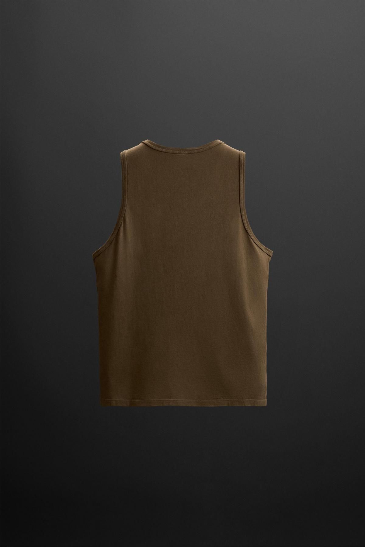 자라 브라운 테크니컬 민소매 티셔츠 6224/458 OLIVE GREEN - 상세 이미지 2
