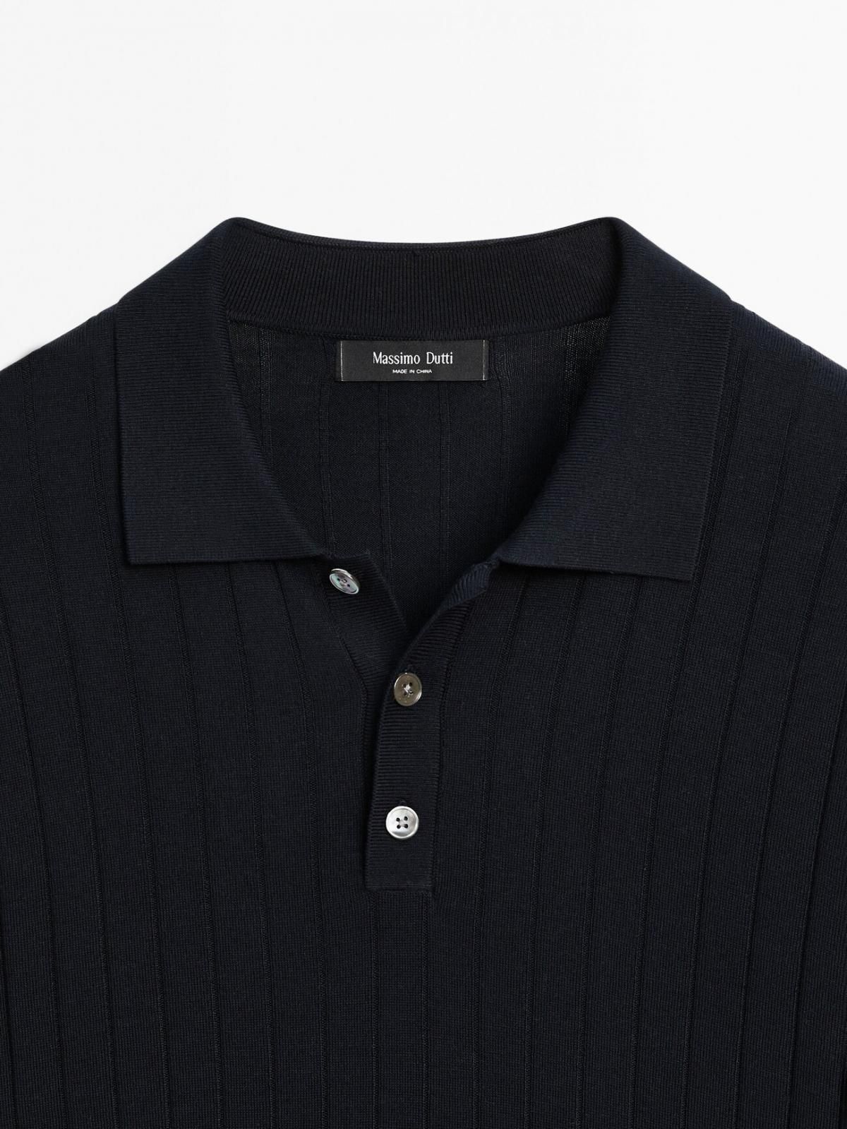 마시모두띠 리브드 테크니컬 코튼 반팔 폴로셔츠 0954/208 NAVY BLUE - 상세 이미지 4