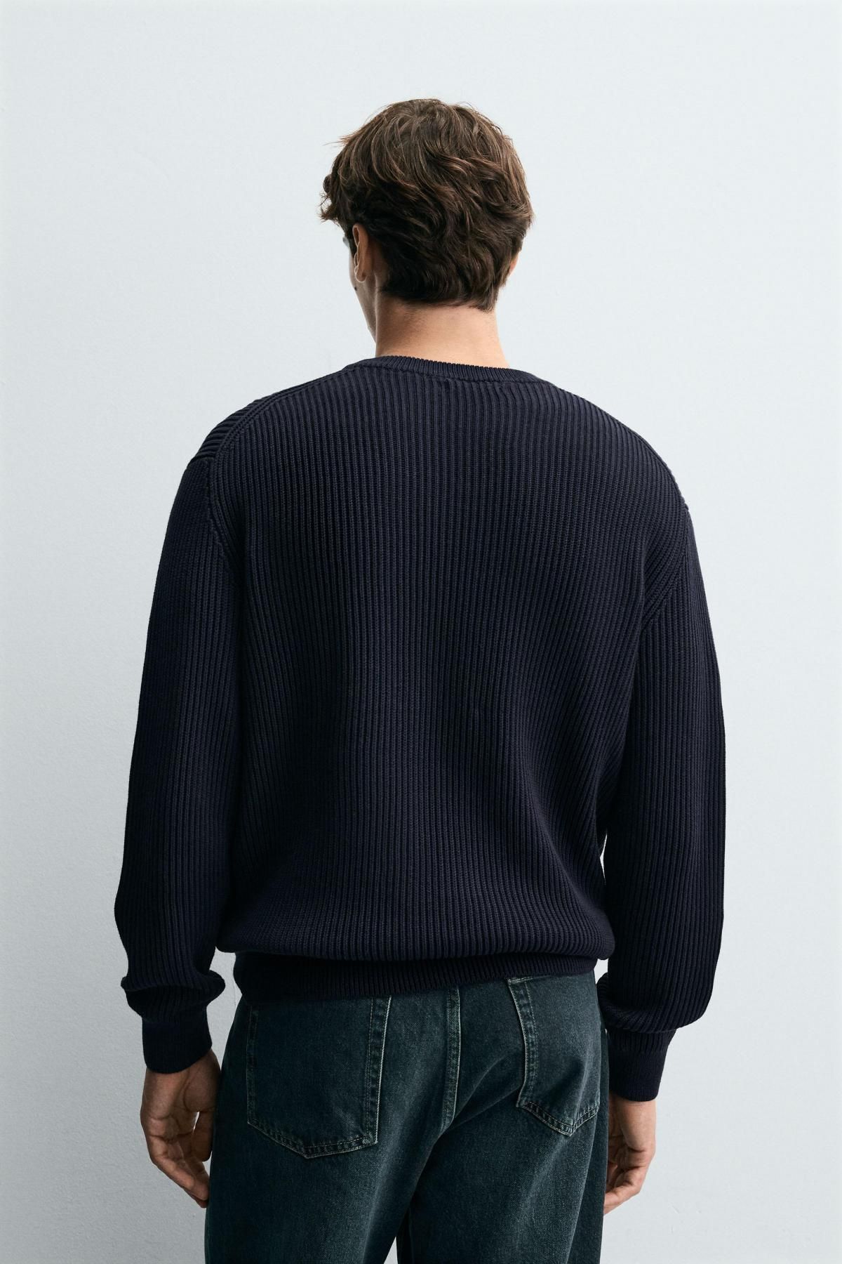 자라 골지 텍스처 라운드 니트 스웨터 3284/305 NAVY BLUE - 상세 이미지 4