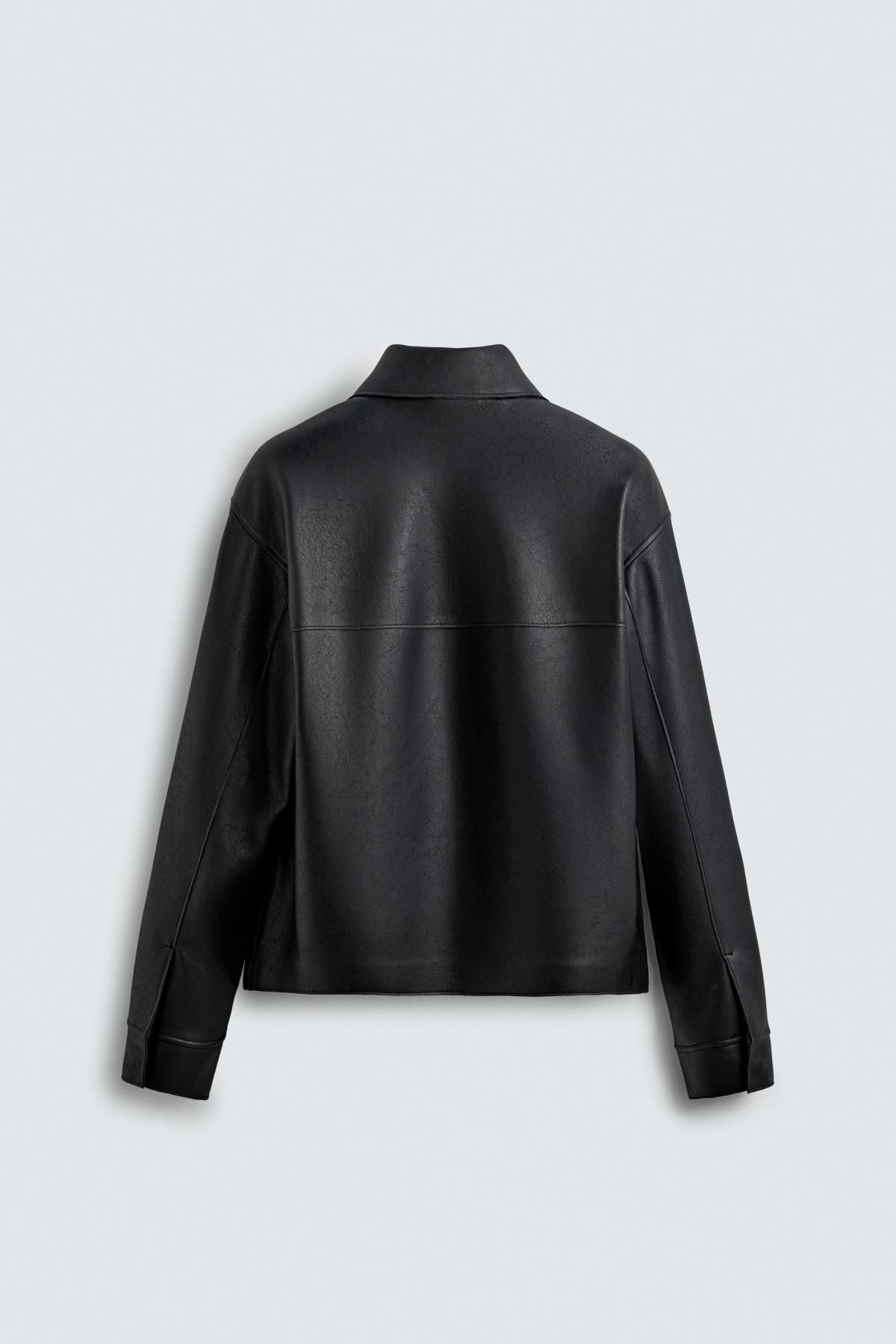 자라 테크니컬 페이크 레더 집업 재킷 0155/150 BLACK 이미지 8