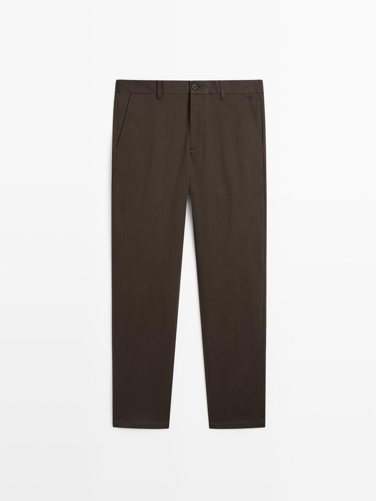 마시모두띠 테이퍼드핏 코튼블렌드 슬랙스 팬츠 0033/006 BROWN - 상세 이미지 3