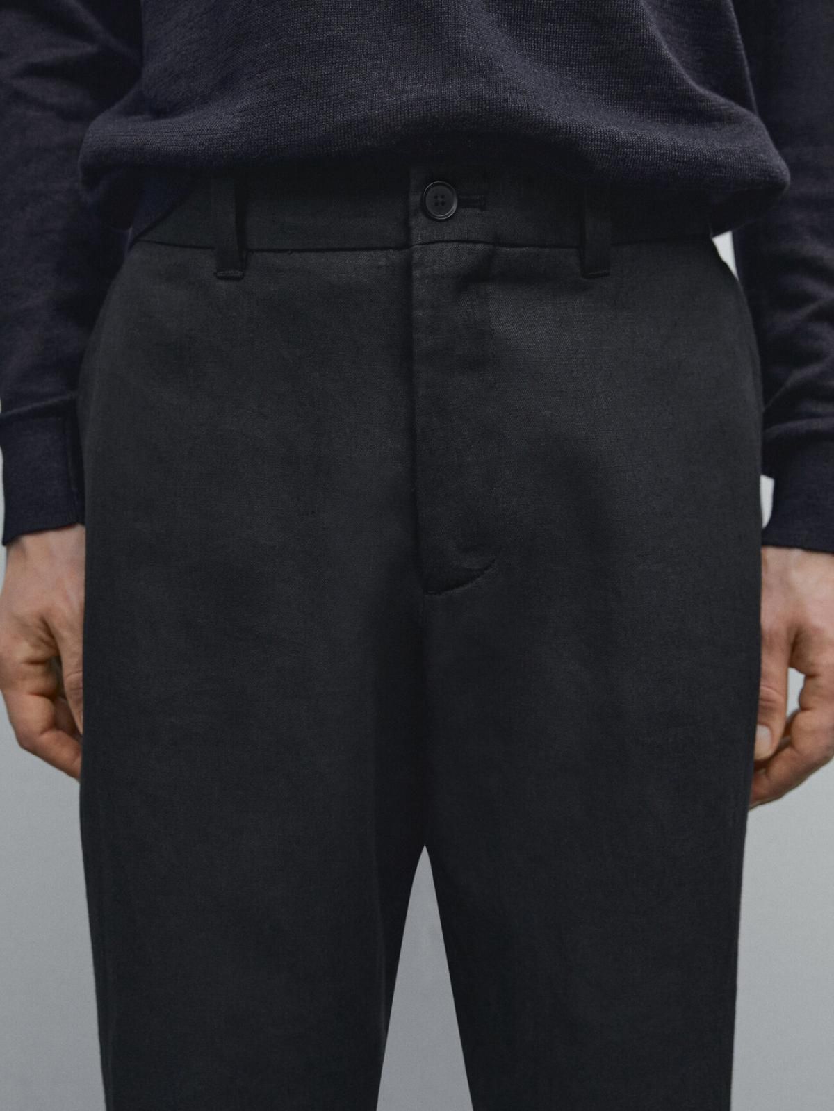 마시모두띠 경량 100 린넨 팬츠 0063/263 BLACK - 상세 이미지 3