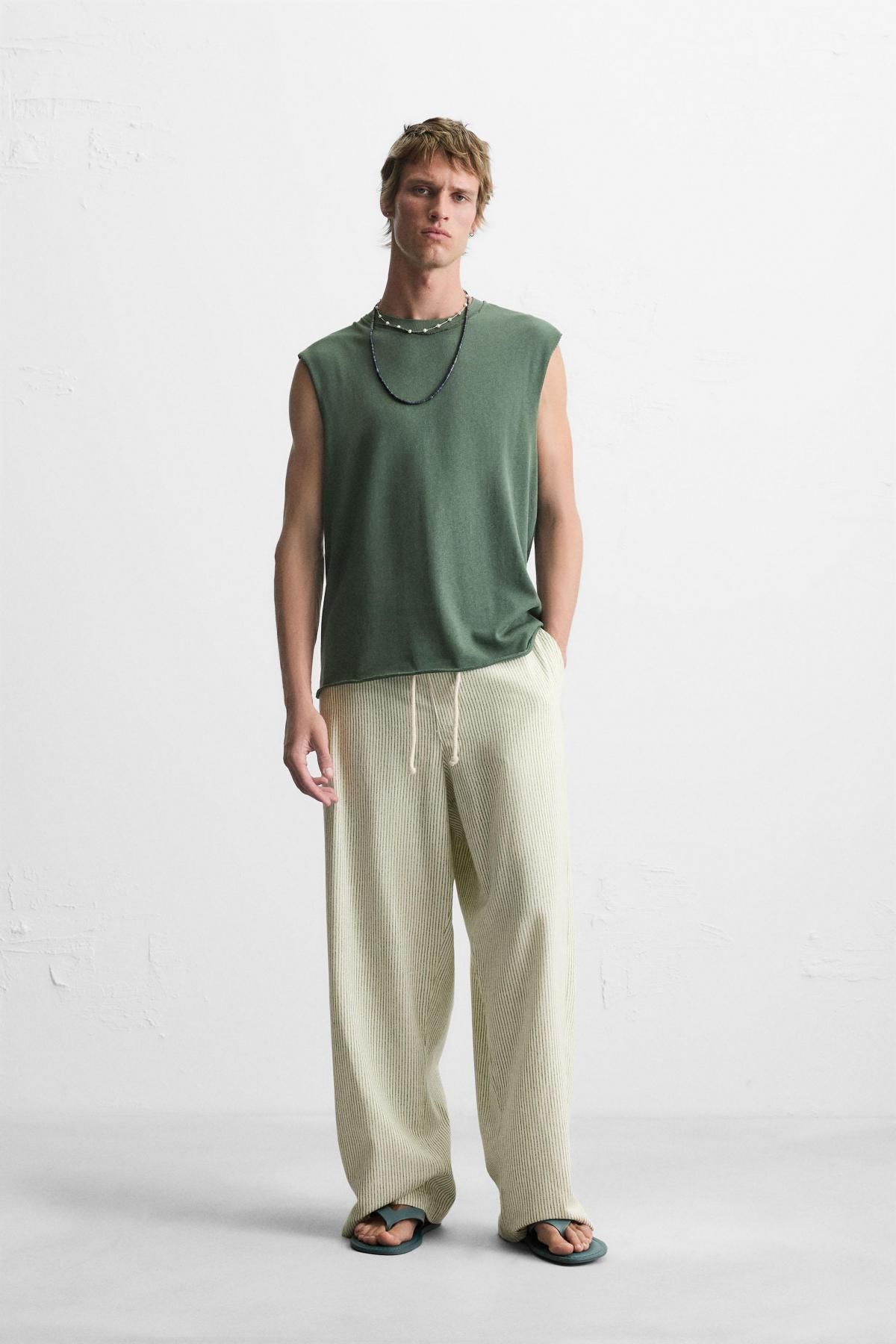 자라 미니멀 코튼 민소매 티셔츠 4231/305 GREENISH - 상세 이미지 2