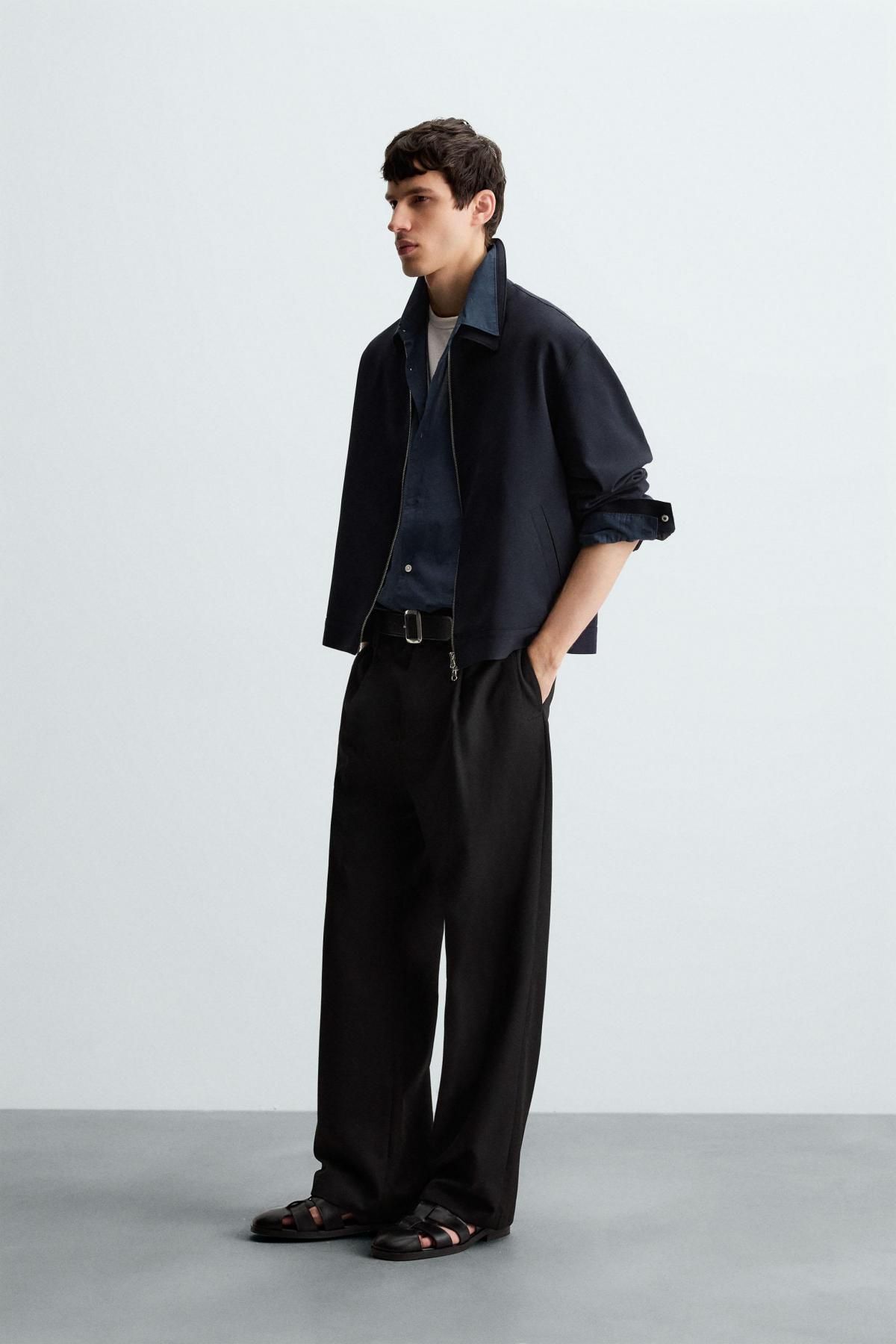 자라 네이비 미니멀 집업 오버셔츠 0706/665 DARK NAVY - 상세 이미지 5