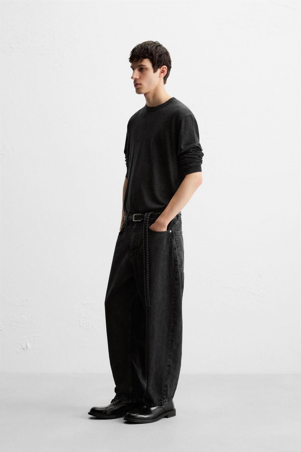 자라 테이퍼드 와이드핏 블랙 데님 청바지 9942/370 BLACK - 상세 이미지 4