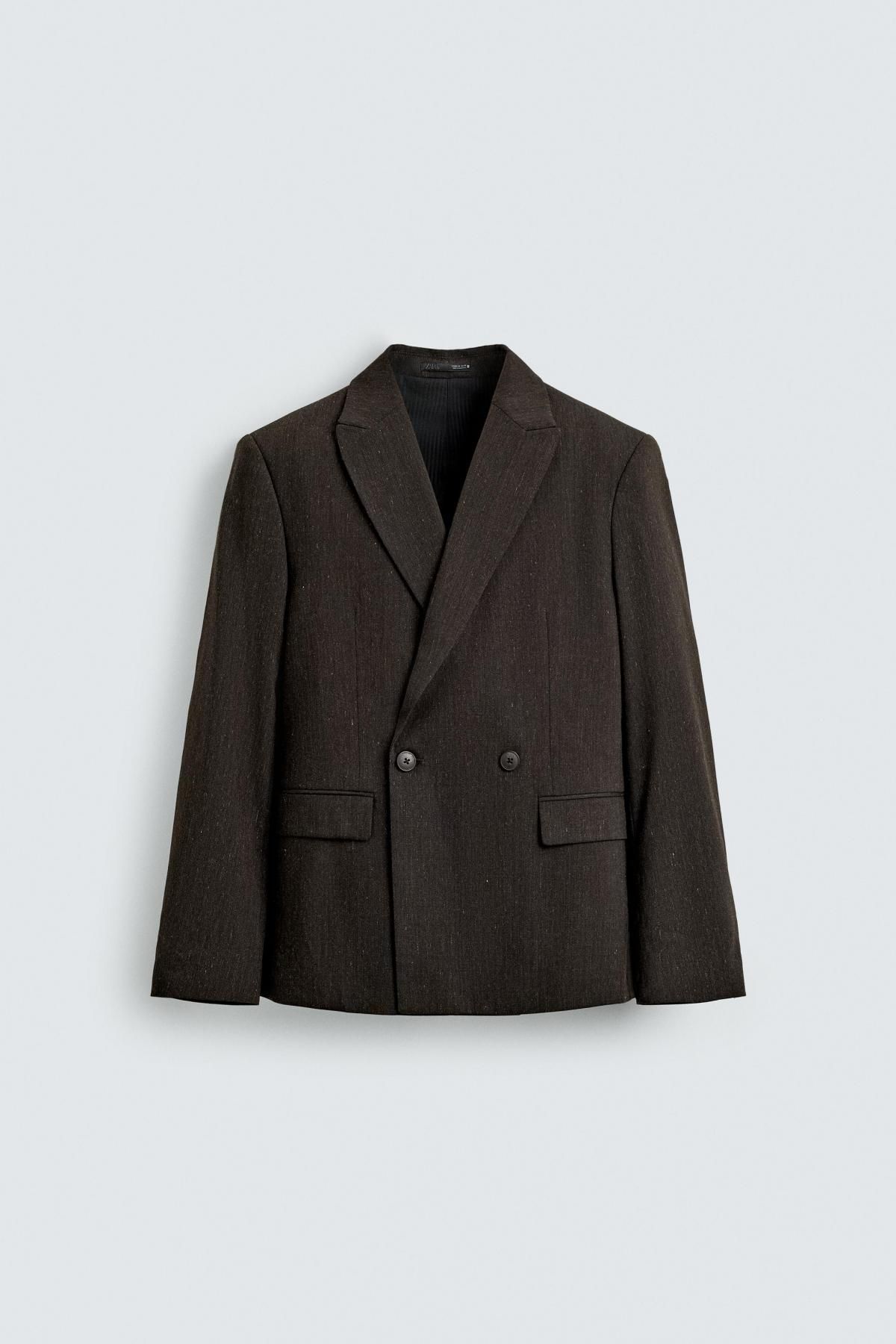 자라 울블렌드 더블브레스트 수트 블레이저 6609/634 BROWN VIGORE - 메인 이미지