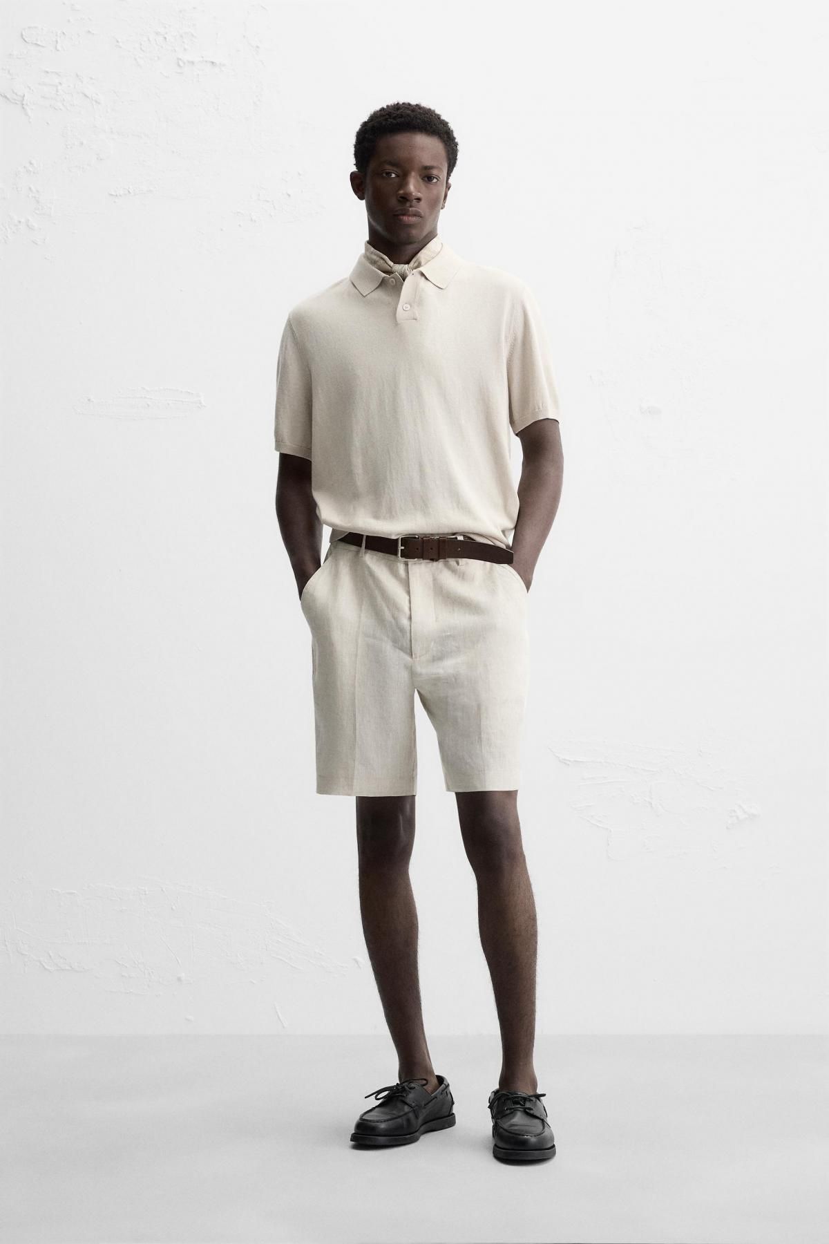 자라 100 리넨 버뮤다 쇼츠 5070/010 LIGHT BEIGE - 상세 이미지 2