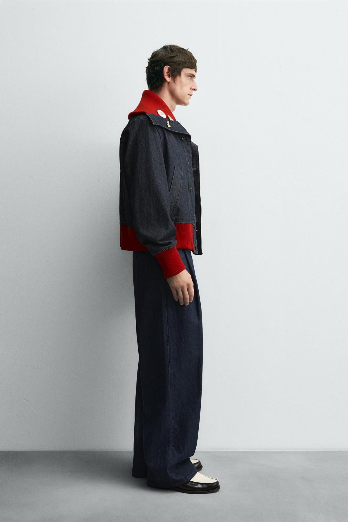 자라 와이드핏 데님 와이드 팬츠 X 해리 램버트 디즈니 6045/305 NAVY BLUE - 상세 이미지 4