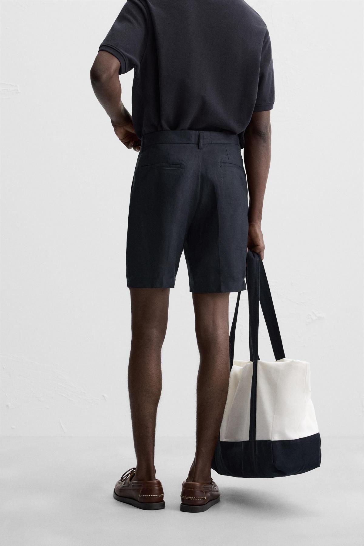 자라 100 리넨 버뮤다 쇼츠 5070/010 NAVY BLUE - 상세 이미지 4