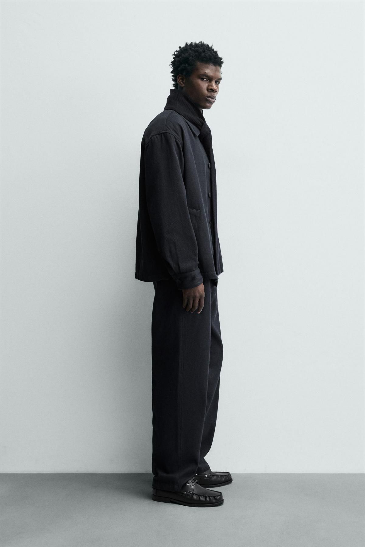 자라 테크니컬 레귤러핏 트윌 슬랙스 팬츠 6973/167 NAVY BLUE - 상세 이미지 4