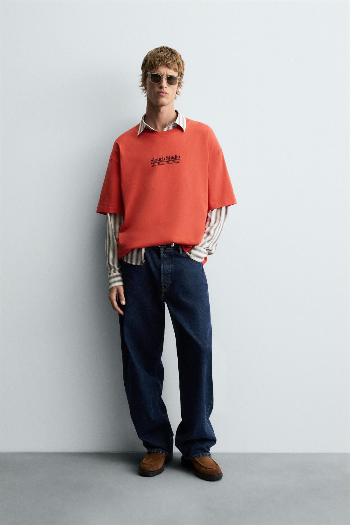 자라 스트리트 배색 프린트 반팔 티셔츠 6224/359 ORANGE - 상세 이미지 2