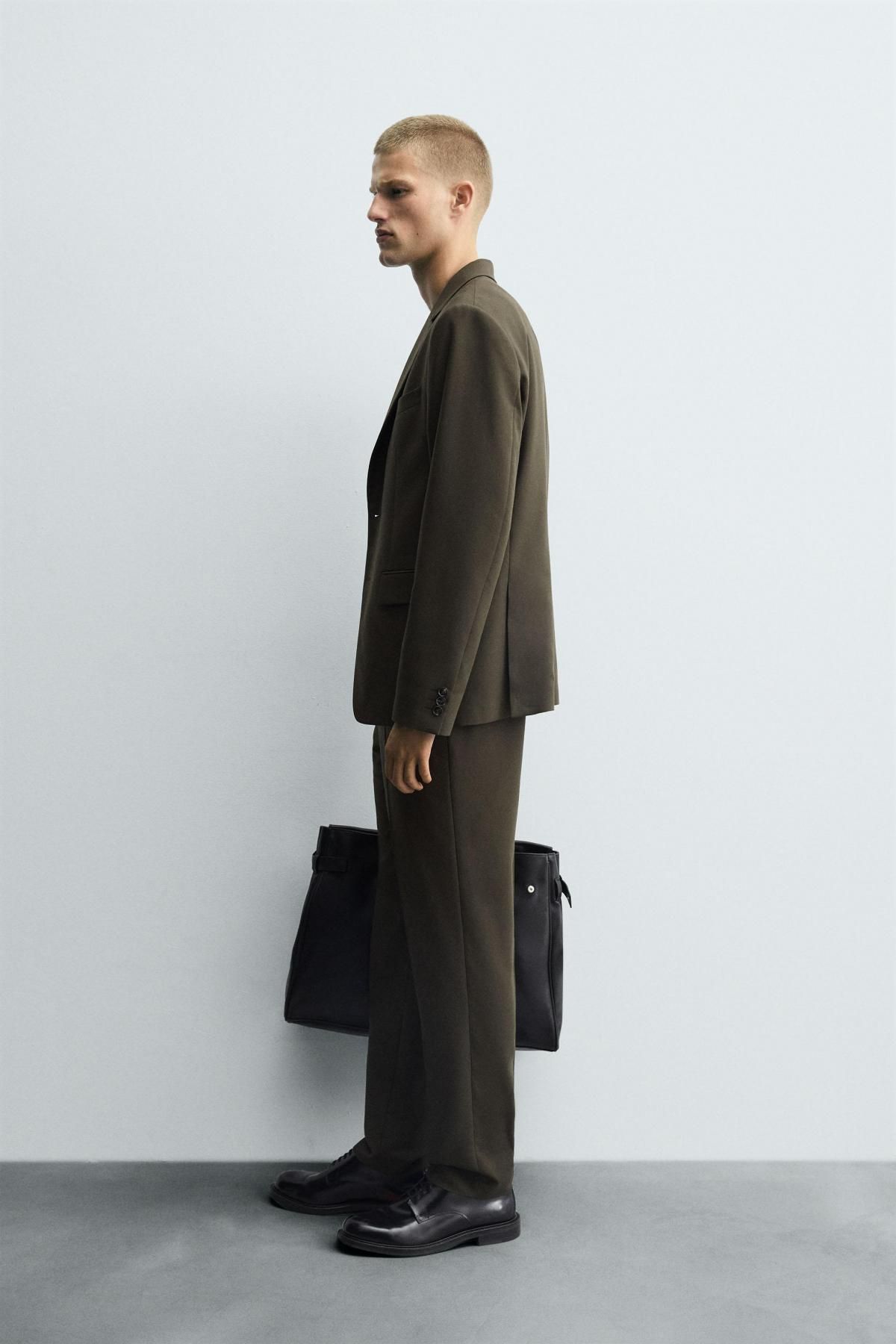 자라 슬림핏 비스코스 블렌드 정장 팬츠 4426/254 KHAKI - 상세 이미지 4