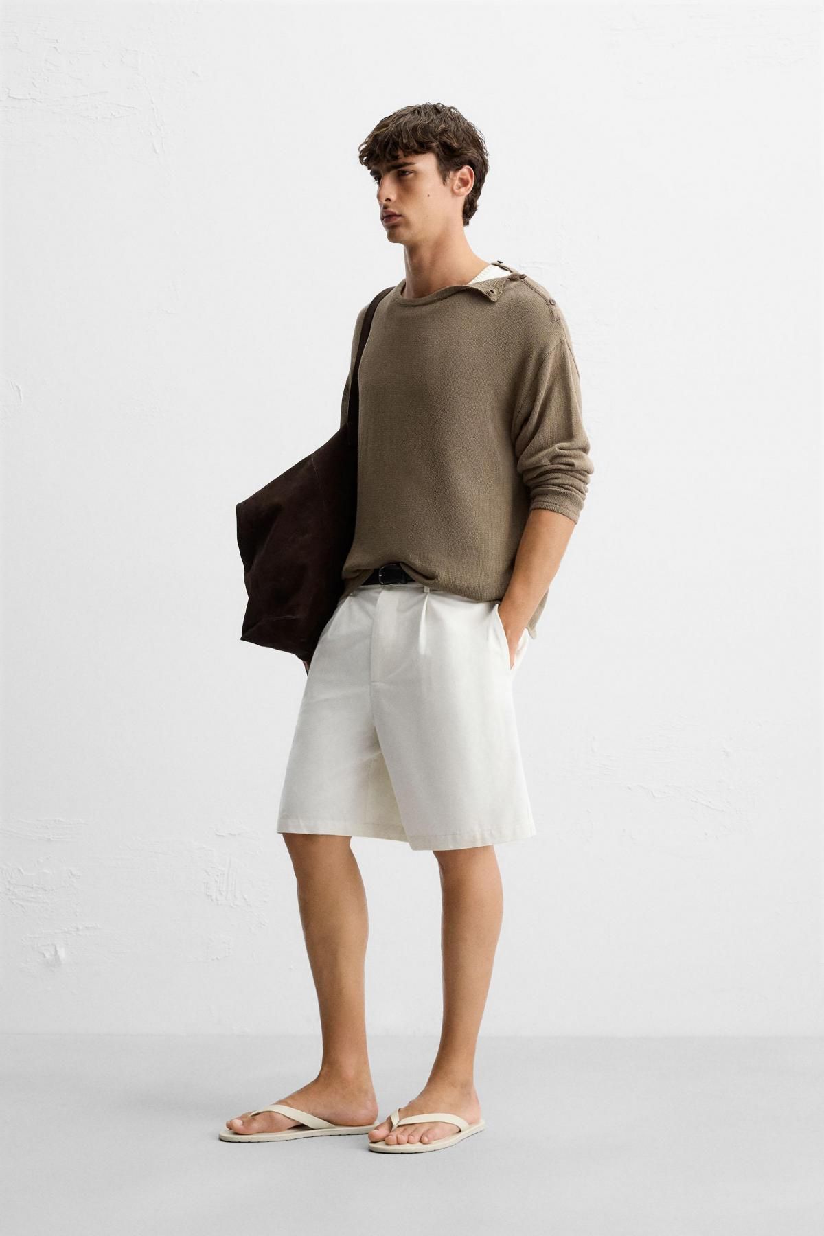 자라 라운드 버튼업 브라운 니트 티셔츠 5536/304 DARK BEIGE - 상세 이미지 5