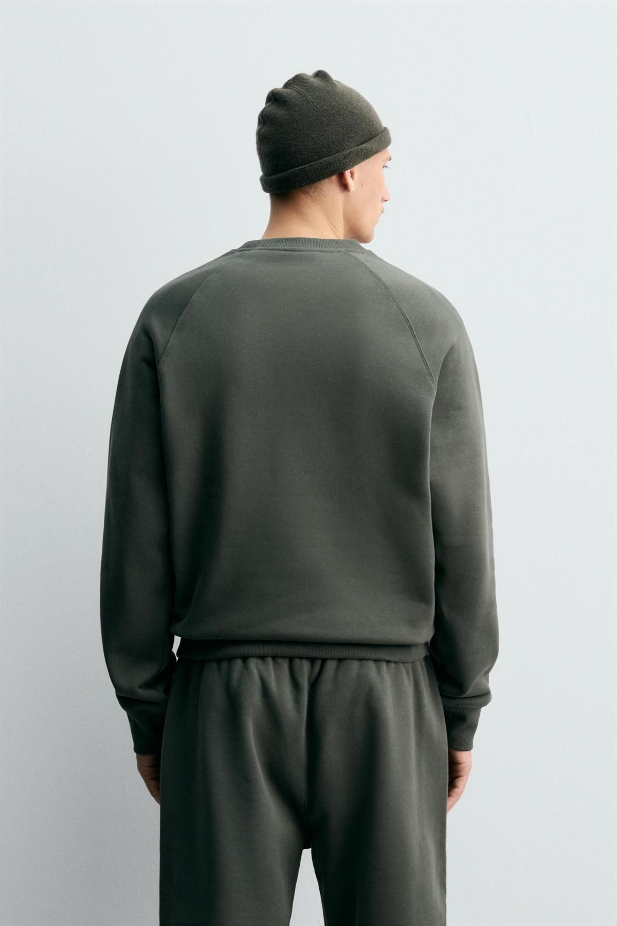 자라 릴랙스핏 크루넥 스웨트셔츠 8054/334 MID-GREEN - 상세 이미지 4