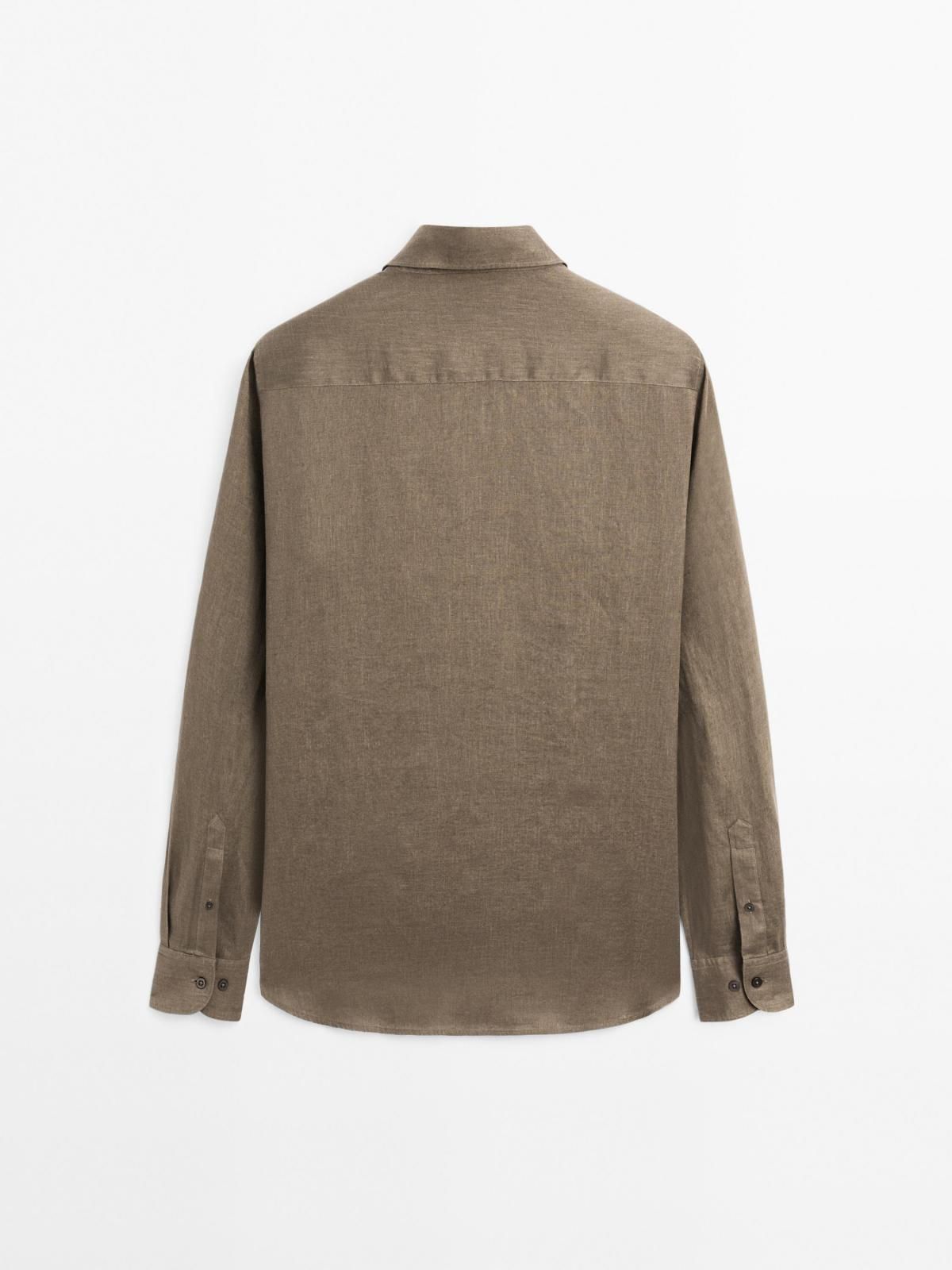 마시모두띠 프리미엄 린넨 슬림핏 긴팔 셔츠 0179/777 KHAKI - 상세 이미지 5