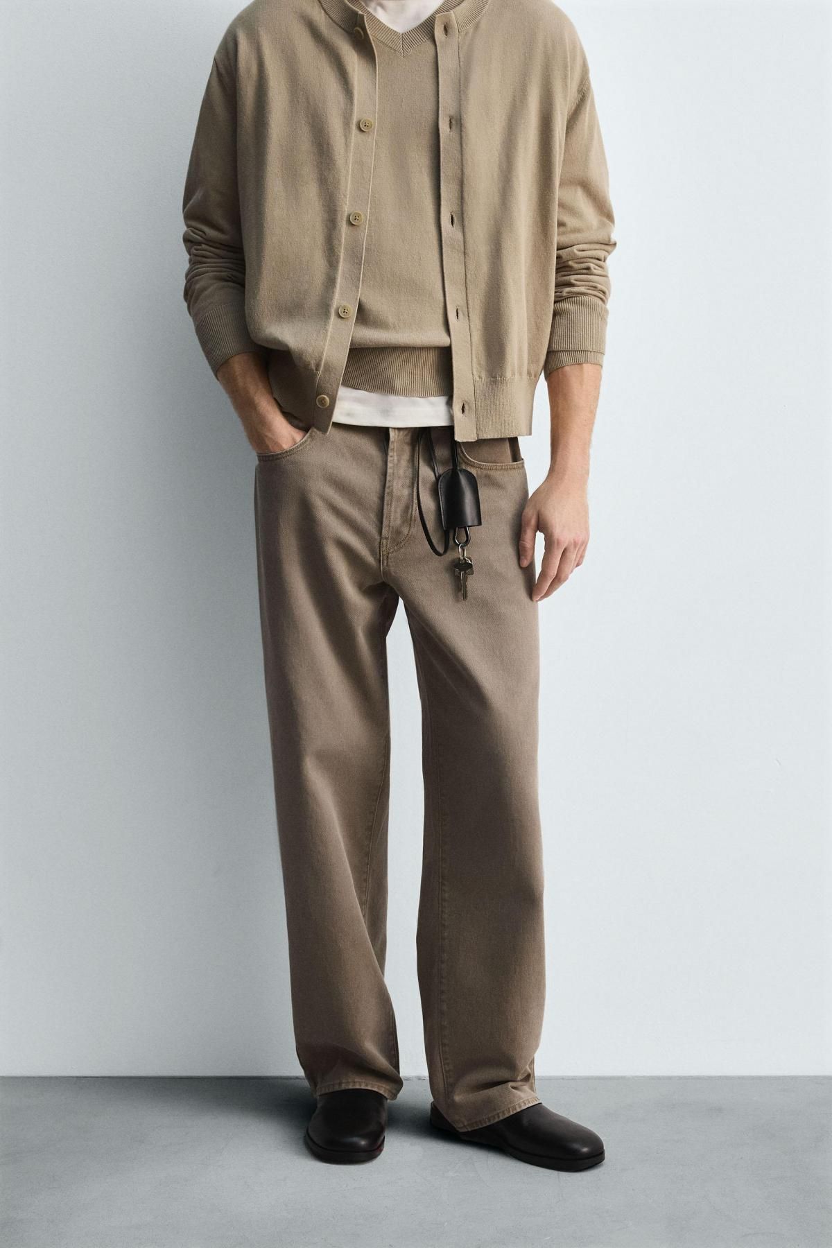 자라 와이드 배럴핏 코튼 데님 팬츠 3991/391 LIGHT BROWN - 상세 이미지 3