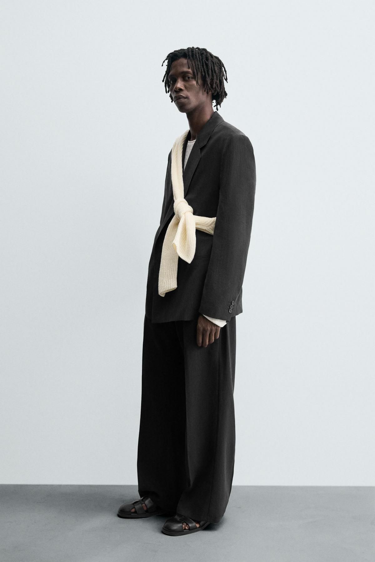 자라 와이드 플루이드 수트 팬츠 5644/063 BLACK - 상세 이미지 5