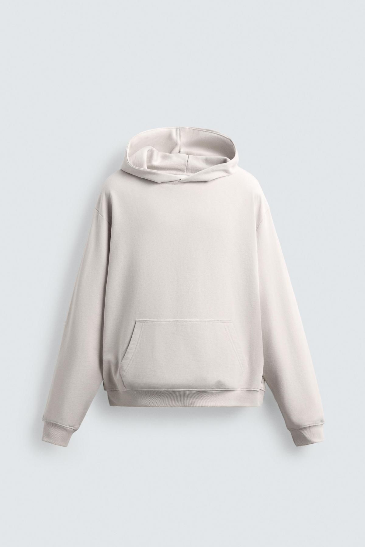 자라 코튼 베이직 후드 스웨트셔츠 0761/370 LIGHT BEIGE - 상품 이미지