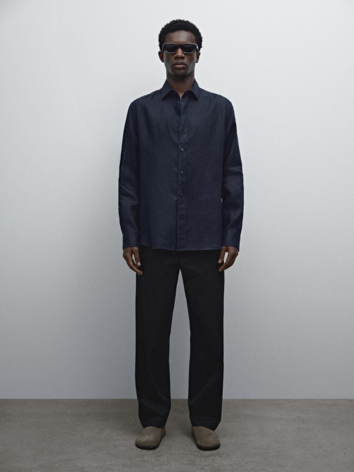 마시모두띠 100 리넨 셔츠 0100/777 NAVY BLUE - 상세 이미지 2