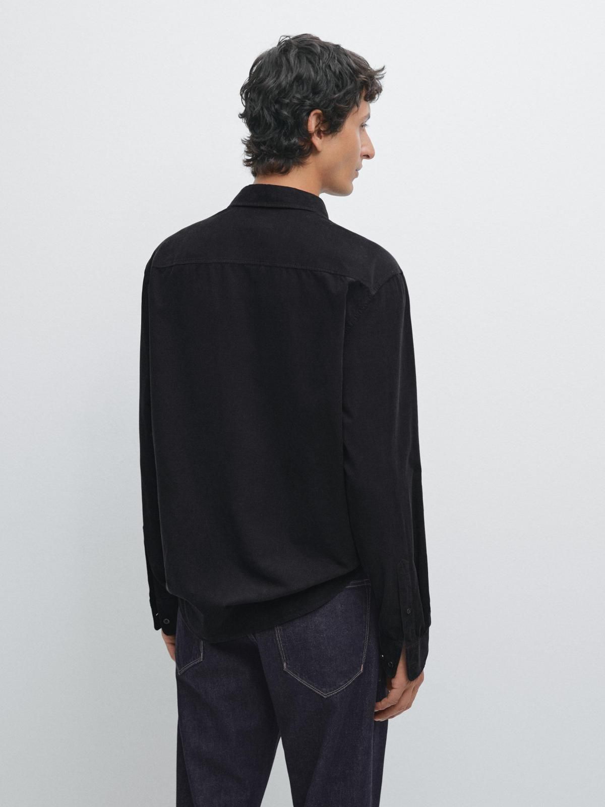 마시모두띠 베이직 클래식핏 니들코드 긴팔 셔츠 1800/400 NAVY BLUE - 상세 이미지 4